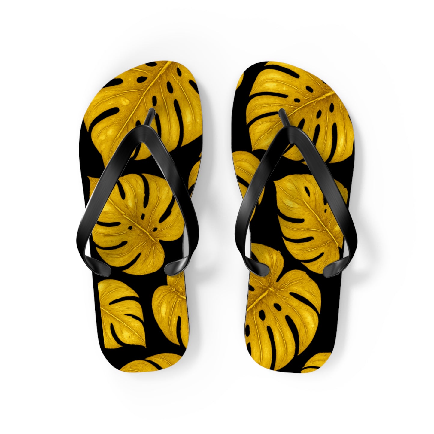 Tropical Flip Flops with Monstera Leaves, Summer Footwear, Beach Sandals, Vacation Essentials, Stylish Poolside Slippers