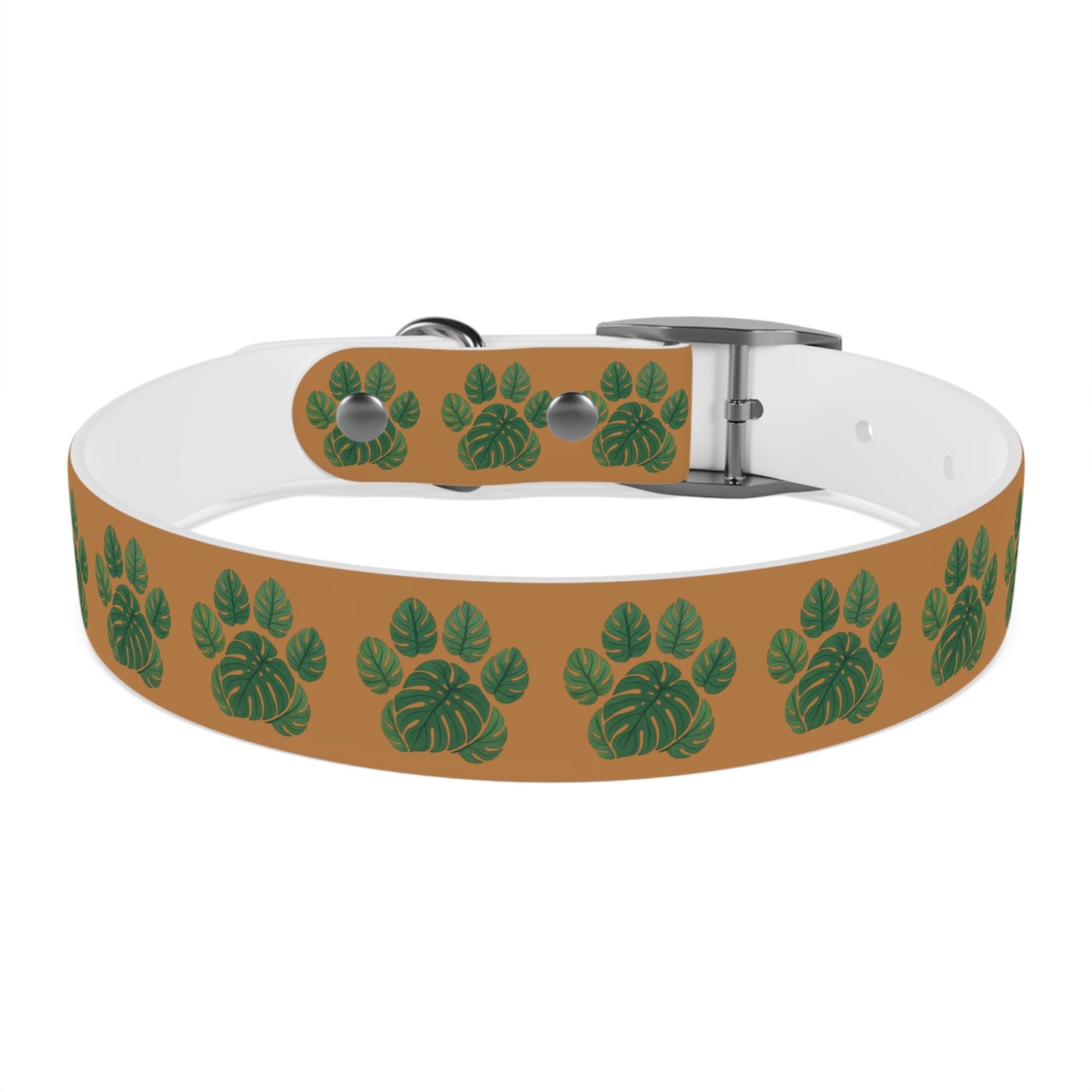 Monstera Leaf Dog Collar — Tropical Green Plant Pattern Pet Collar