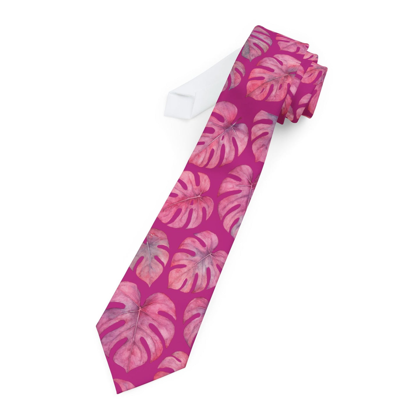 Tropical Monstera Necktie - Stylish Accessory pink