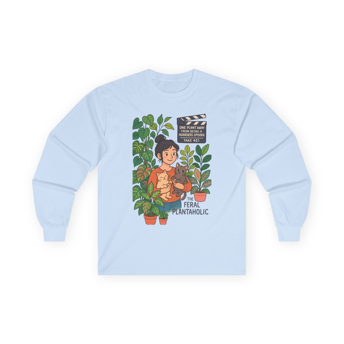 Feral Plantaholic Long Sleeve Tee, Unisex Plant Lover Shirt, Gardening Gift, Eco-Friendly Apparel, Casual Wear, Nature Inspired Fashion