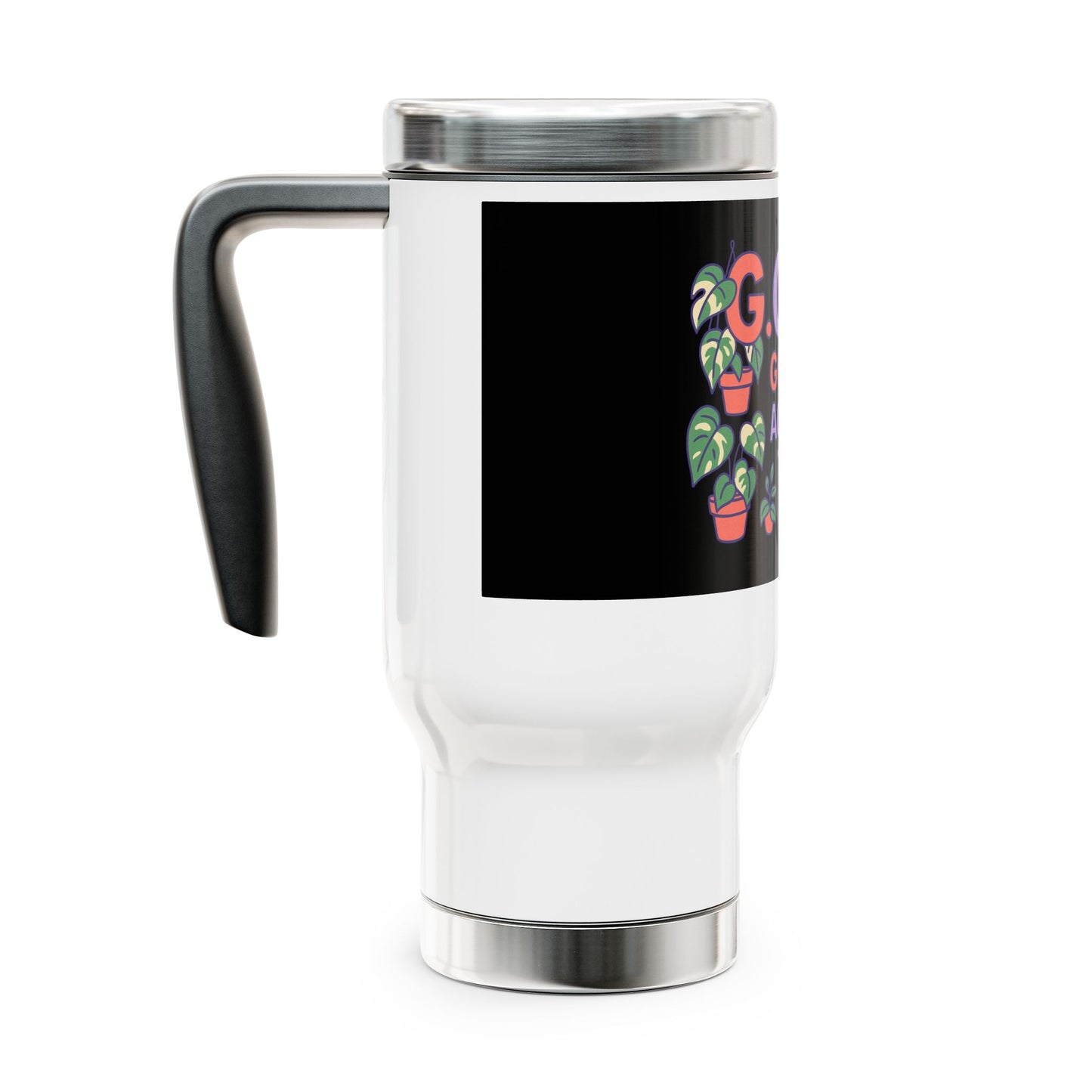 Stainless Steel Travel Mug, G.O.A.T. Coffee Tumbler with Handle - Perfect for Plant Lovers, Gift for Friends, Daily Commuter Cup