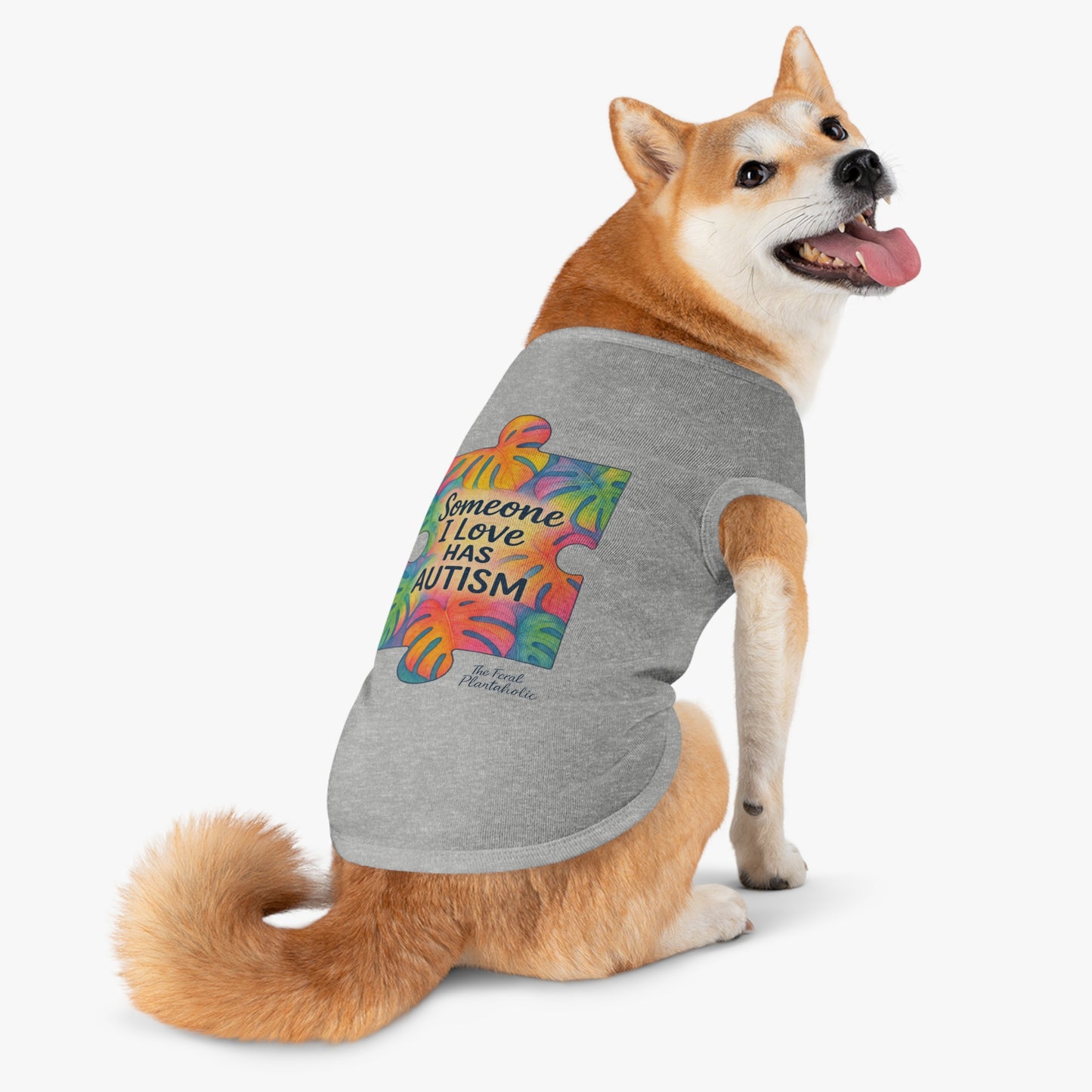 Pet Tank Top — "Someone I Love Has Autism" Puzzle Piece Awareness Dog Shirt
