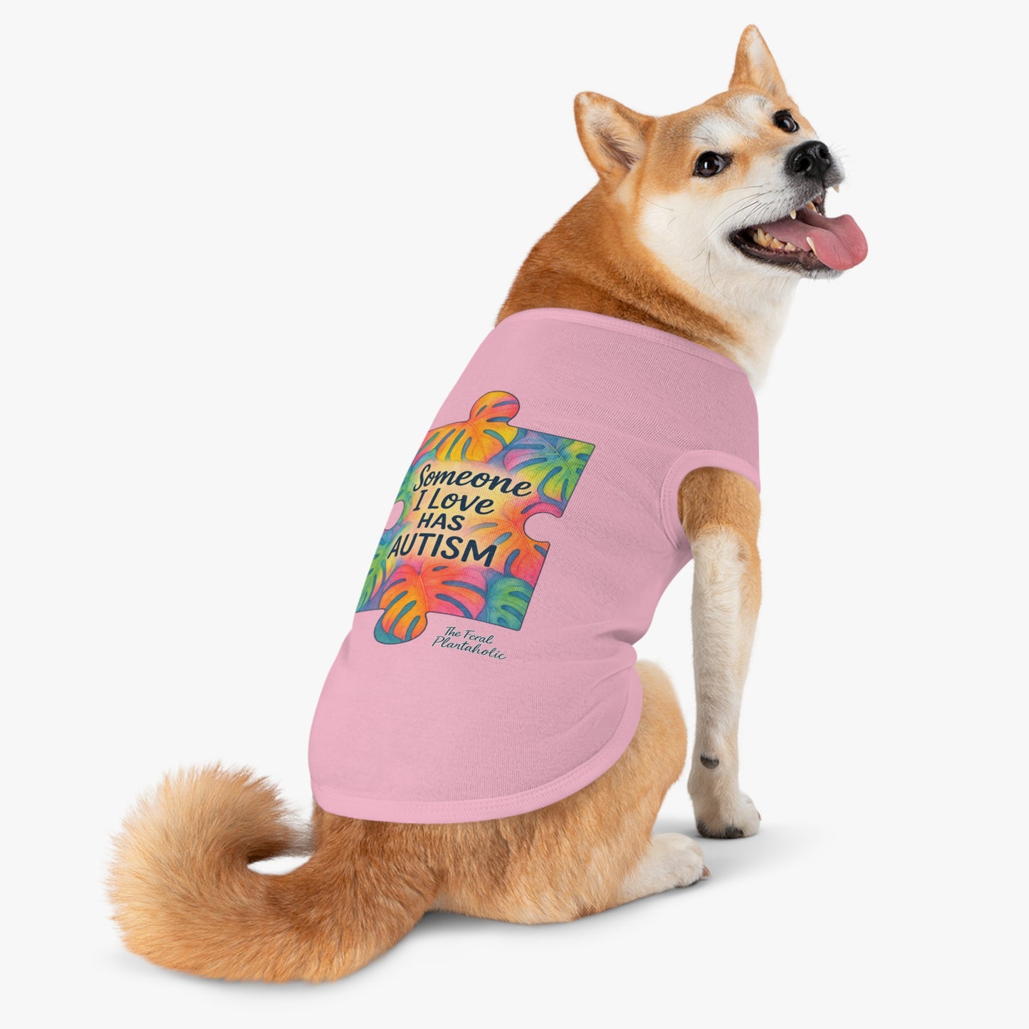 Pet Tank Top — "Someone I Love Has Autism" Puzzle Piece Awareness Dog Shirt