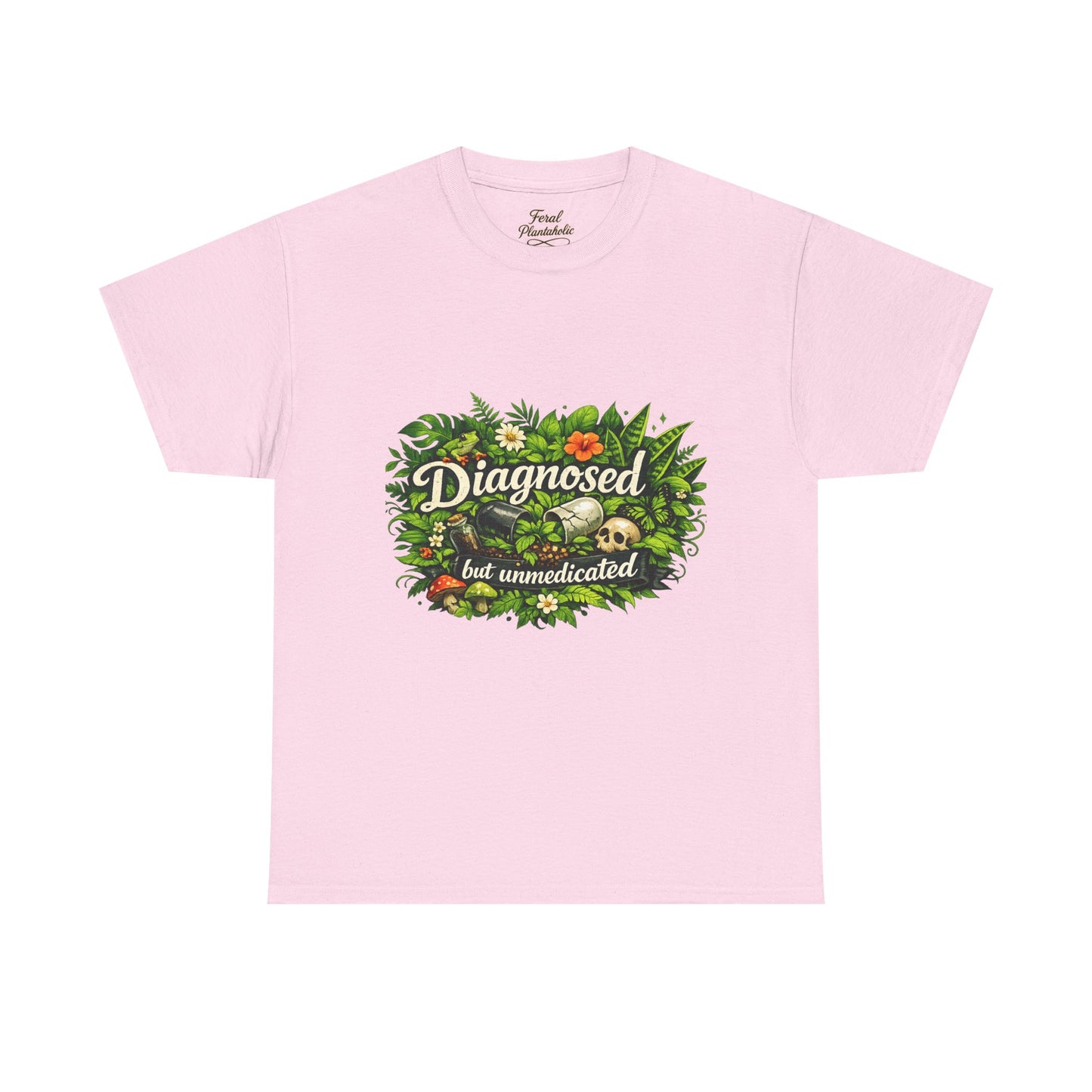 T-Shirt — "Diagnosed but Unmedicated" Floral Mental Health Awareness Tee