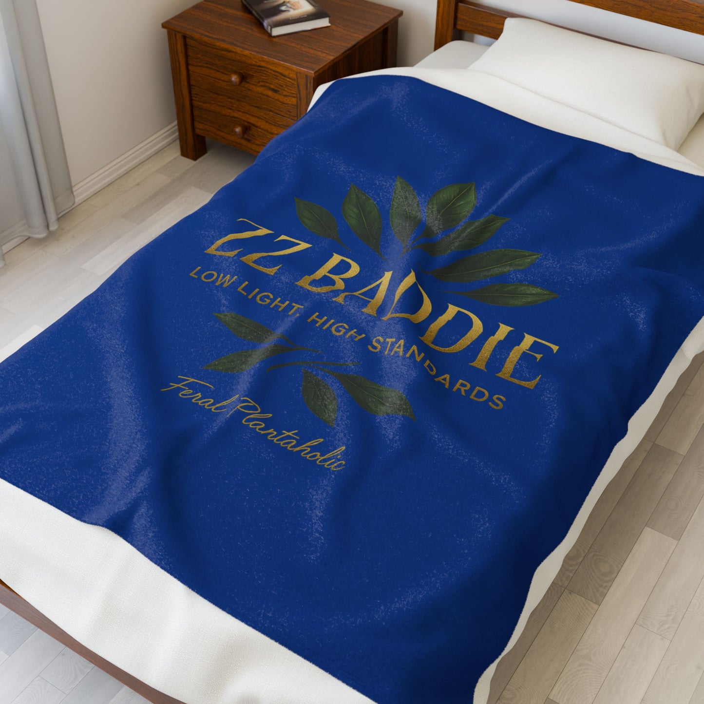 Cozy Velveteen Plush Blanket for Plant Lovers - ZZ Baddie Design, Perfect Gift for Home Decor, Housewarming, and Cozy Nights