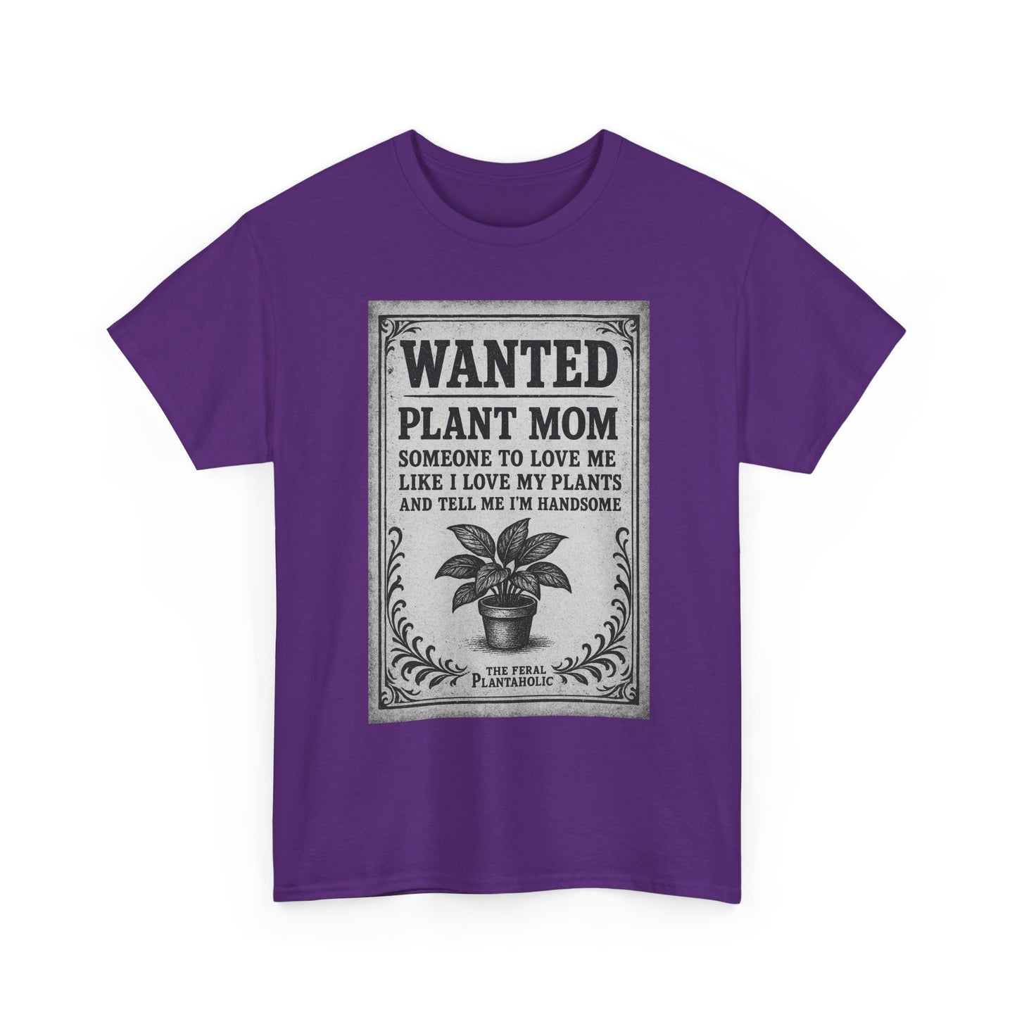 Wanted Plant Mom Unisex Heavy Cotton Tee, Plant Lover Gift, Gardening Shirt, Botanical Humor Tee, Houseplant Mom Apparel