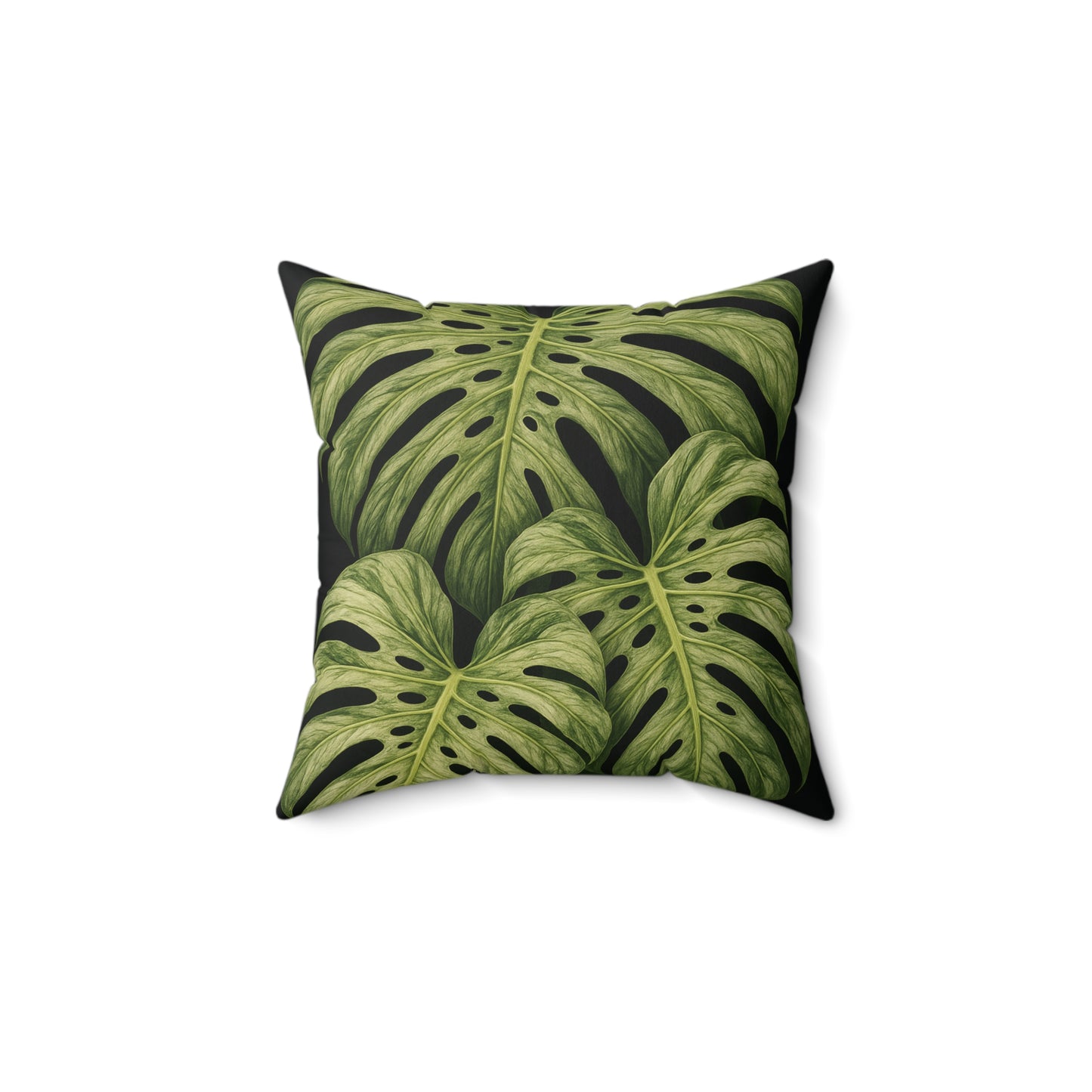 Monstera Leaf Throw Pillow – Tropical Green Decorative Pillow