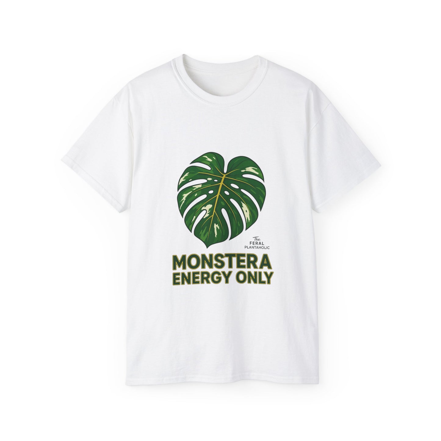 Monstera Energy Only Unisex Cotton Tee, Tropical Plant Tee, Nature Lover Shirt, Casual Summer Top, Eco-Friendly Gift, Botanical Graphic Tee