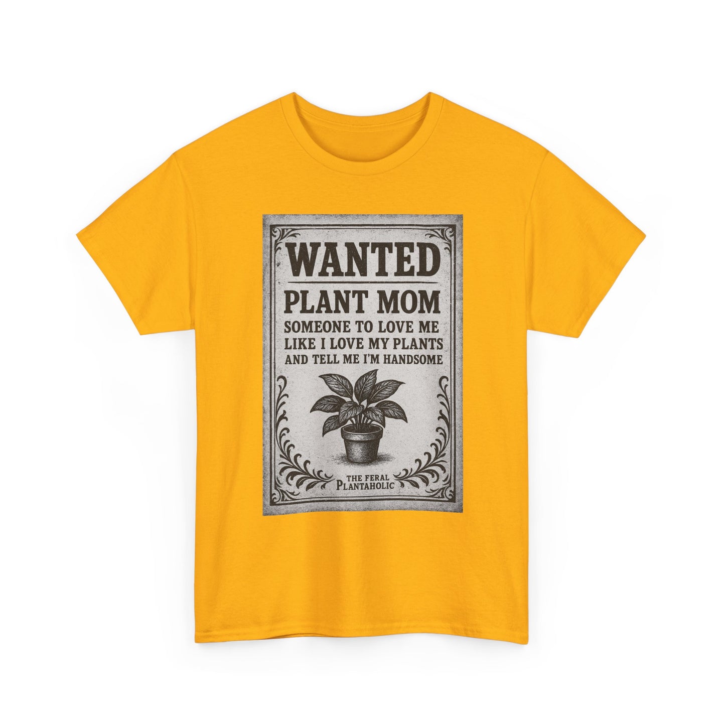 Wanted Plant Mom Unisex Heavy Cotton Tee, Plant Lover Gift, Gardening Shirt, Botanical Humor Tee, Houseplant Mom Apparel