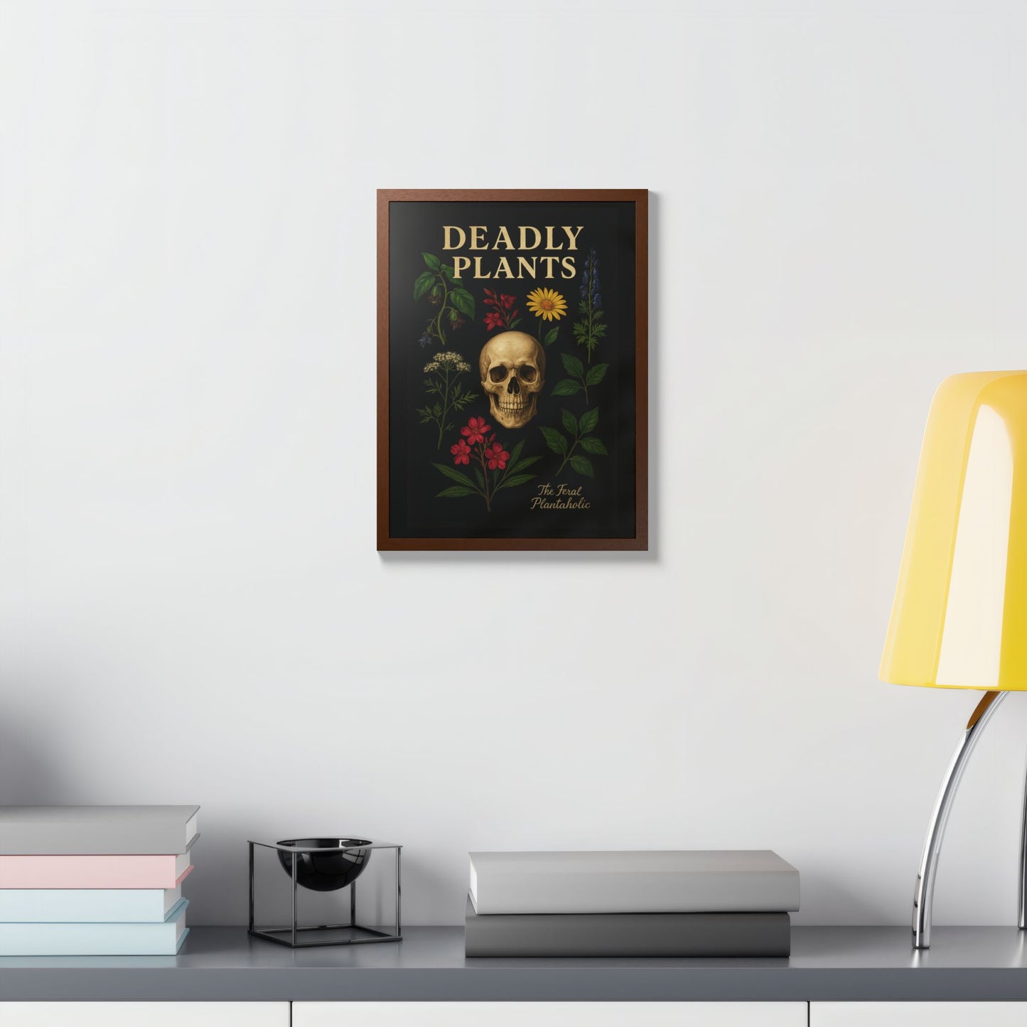 Deadly Plants Botanical Skull Framed Poster — Vintage Poisonous Plant Art
