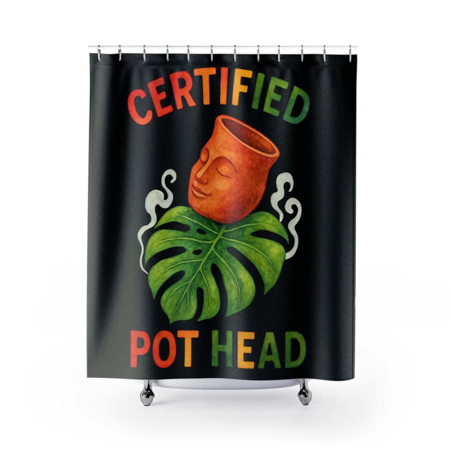 Certified Pot Head Shower Curtain – Funny Plant Lover Bathroom Decor