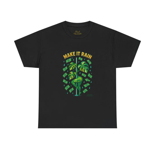 T-Shirt with Fun Design, Make It Rain Graphic Tee for Party Lovers, Trendy Cotton Apparel, Gift for Birthdays, Unisex Party Tee