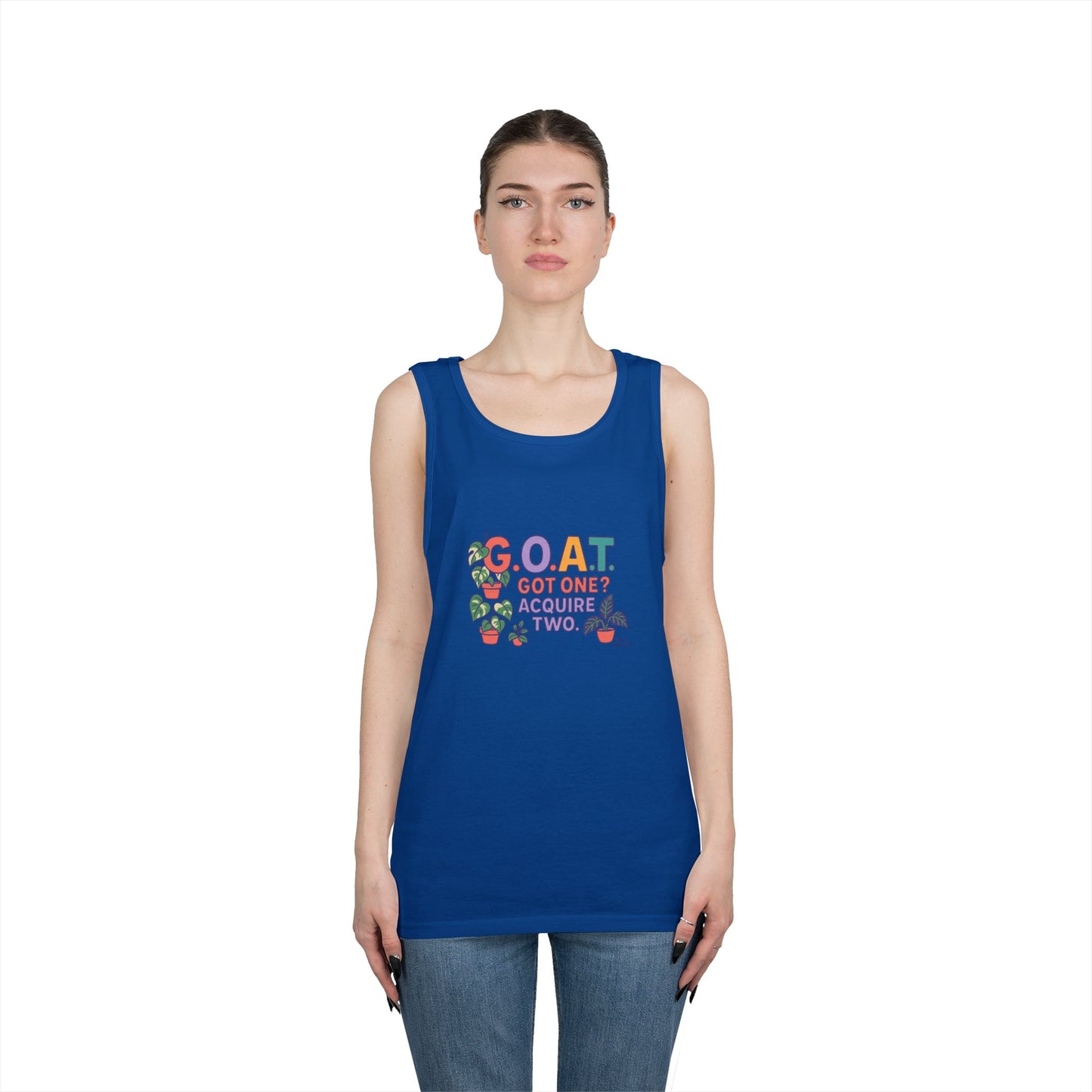 GOAT Tank Top - Unisex Heavy Cotton, Fun Graphic, Perfect for Summer, Casual Wear, Gift for Plant Lovers, St. Patrick's Day, Housewarming