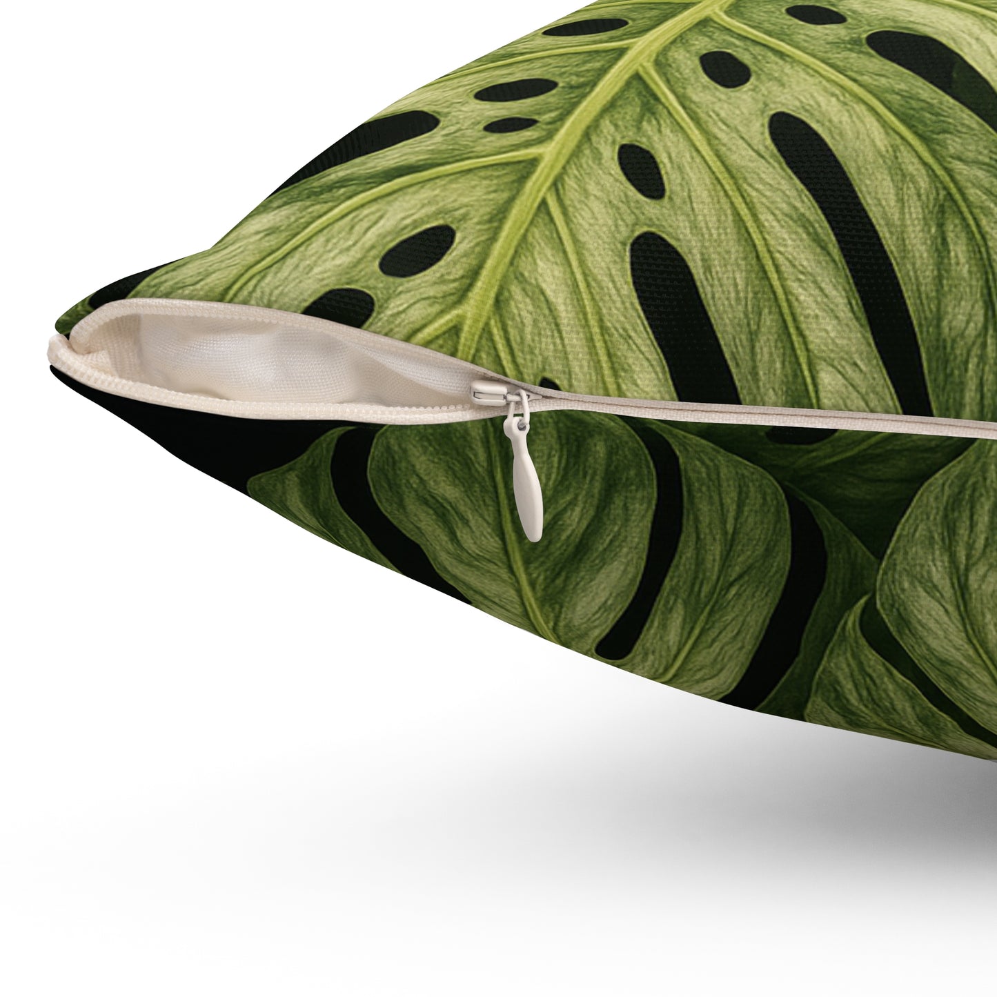 Monstera Leaf Throw Pillow – Tropical Green Decorative Pillow