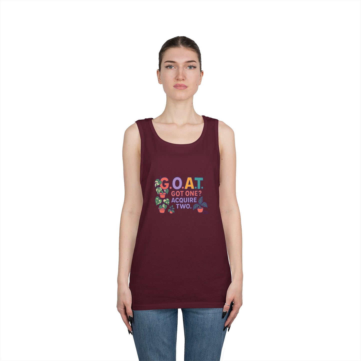 GOAT Tank Top - Unisex Heavy Cotton, Fun Graphic, Perfect for Summer, Casual Wear, Gift for Plant Lovers, St. Patrick's Day, Housewarming