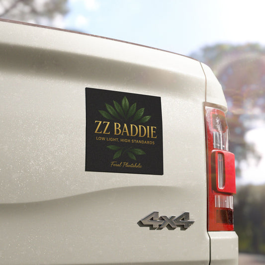 Stylish Plant Lover Car Magnets, ZZ Baddie Magnet, Feral Plantaholic Car Decor, Botanical Decor, Gift for Plant Lovers