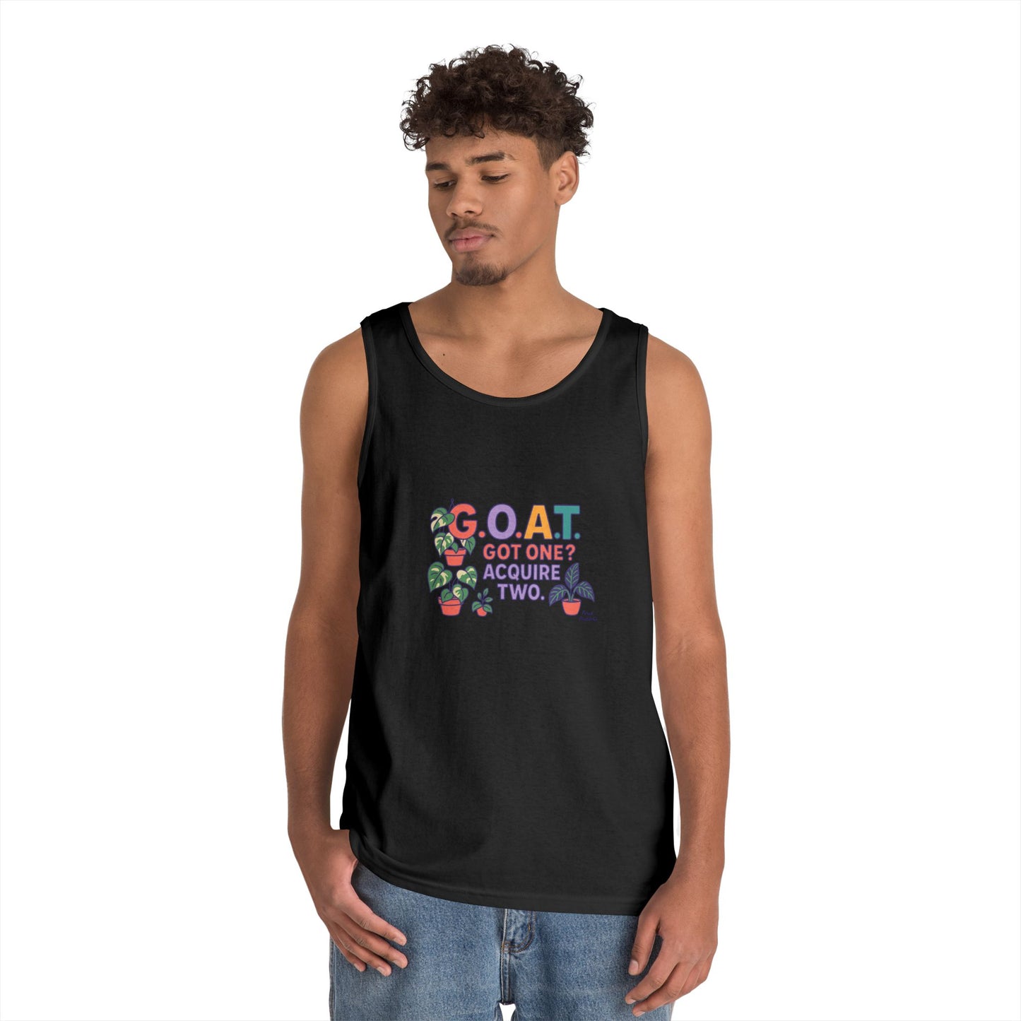 GOAT Tank Top - Unisex Heavy Cotton, Fun Graphic, Perfect for Summer, Casual Wear, Gift for Plant Lovers, St. Patrick's Day, Housewarming