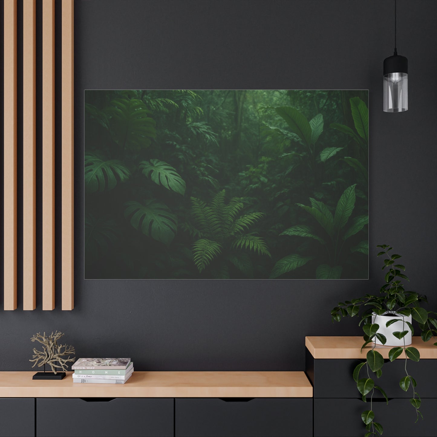 Jungle Matte Canvas Wall Art — Lush Green Tropical Forest Print (Stretched 1.25")