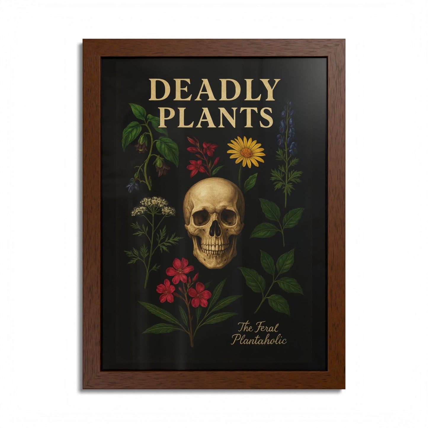 Deadly Plants Botanical Skull Framed Poster — Vintage Poisonous Plant Art