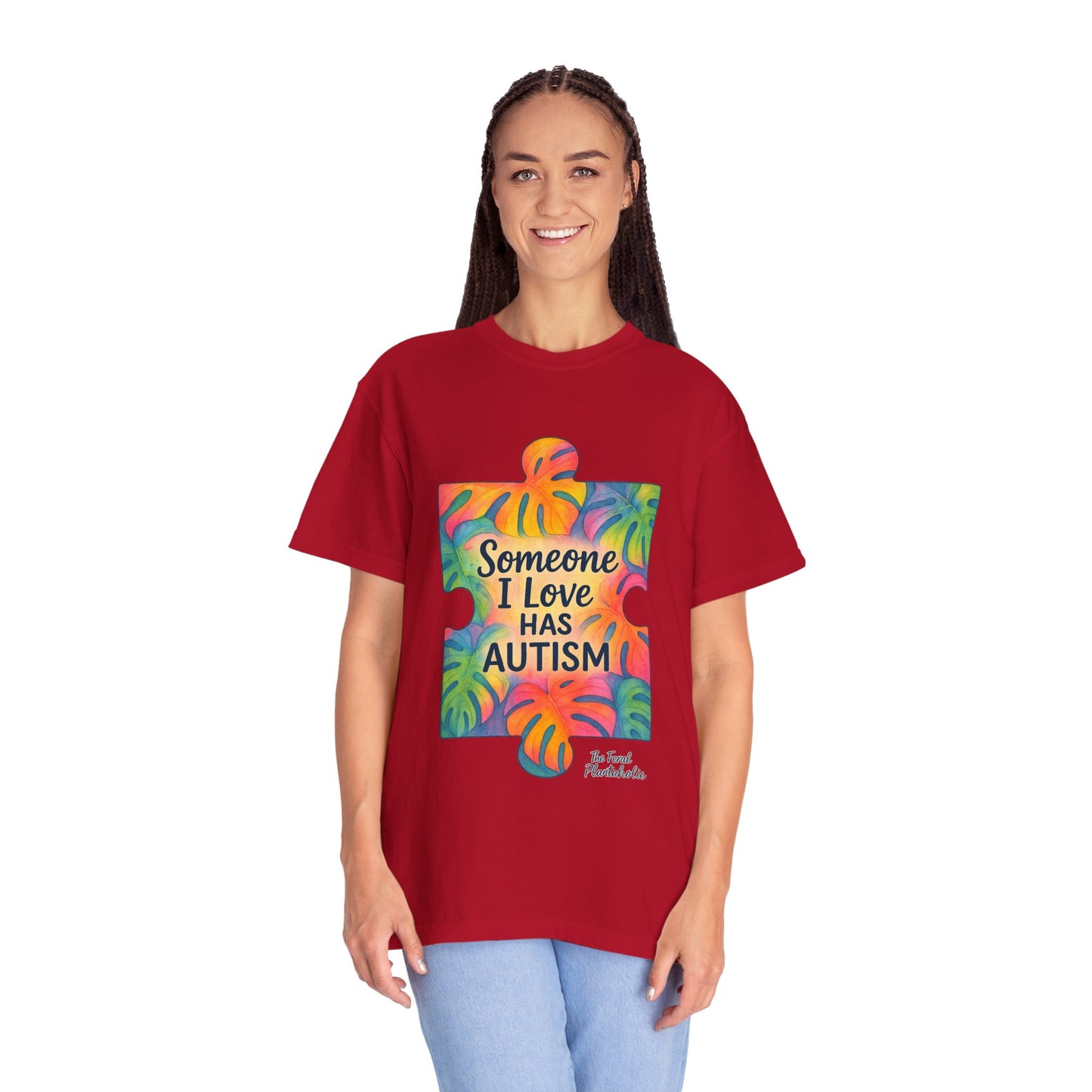 Autism Awareness T-Shirt — "Someone I Love Has Autism" Colorful Puzzle Design