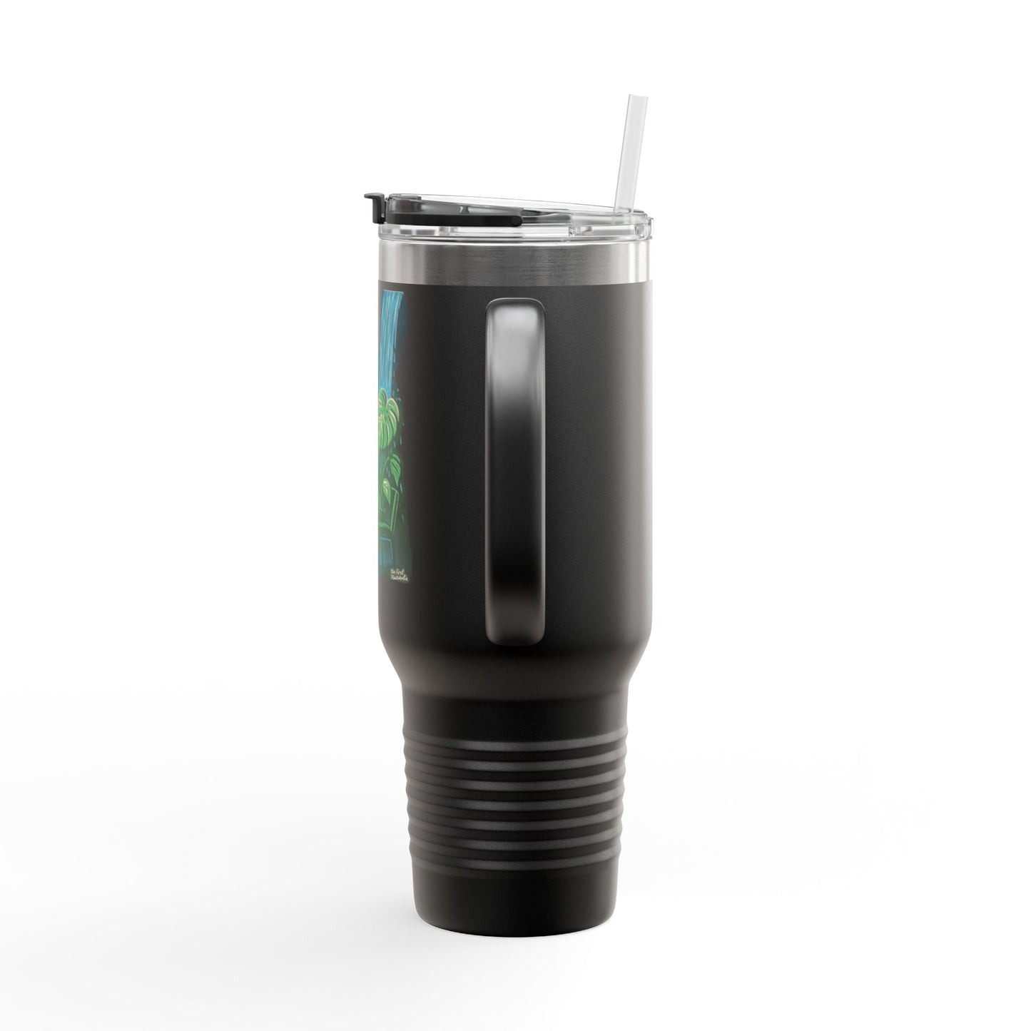 40oz Insulated Travel Mug — Tropical Waterfall 'Wet Ass Plants Design