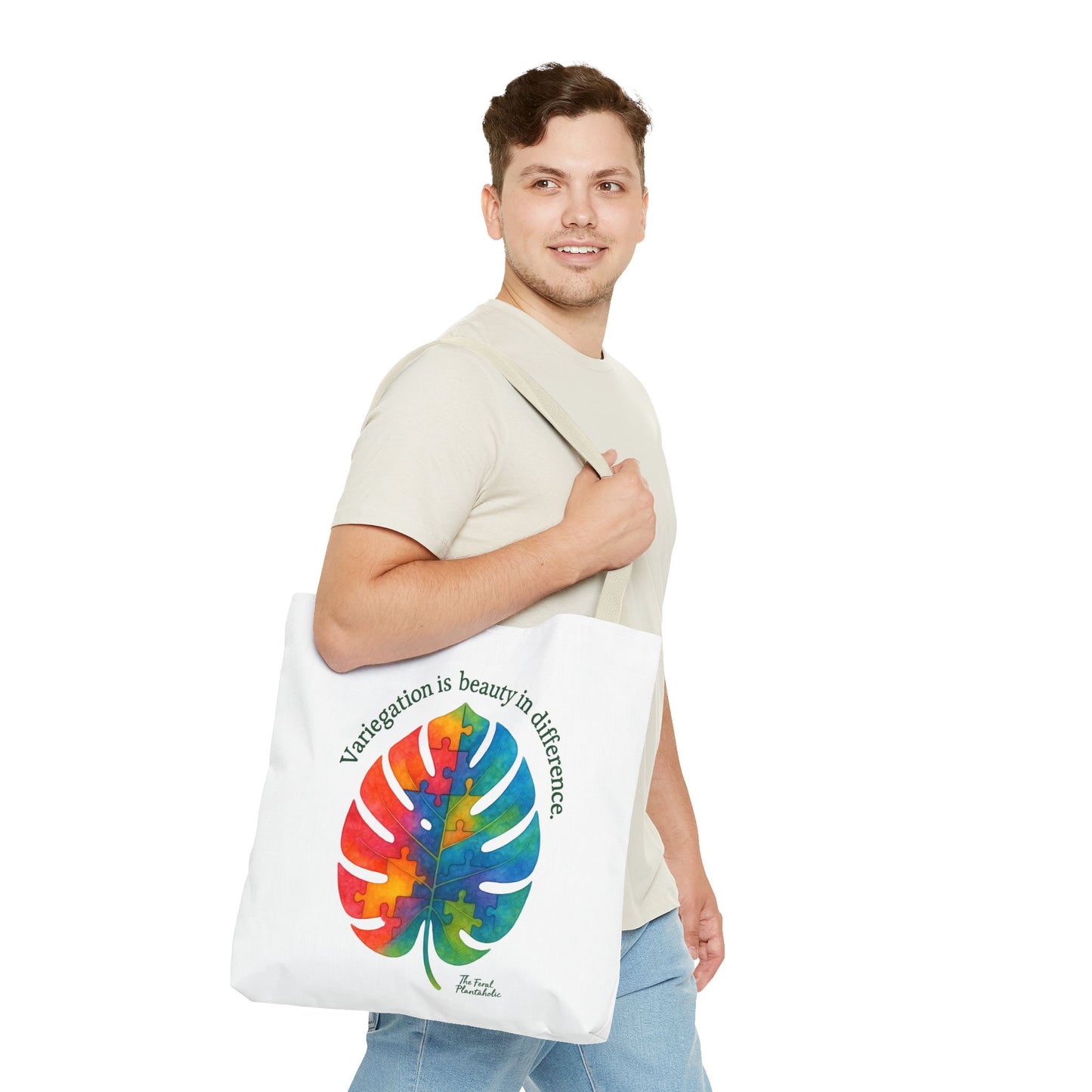 Colorful Monstera Leaf Tote Bag, Eco-Friendly Shopping Bag, Puzzle Aesthetic Purse, Nature Lover Gift, Art Tote for Every Occasion