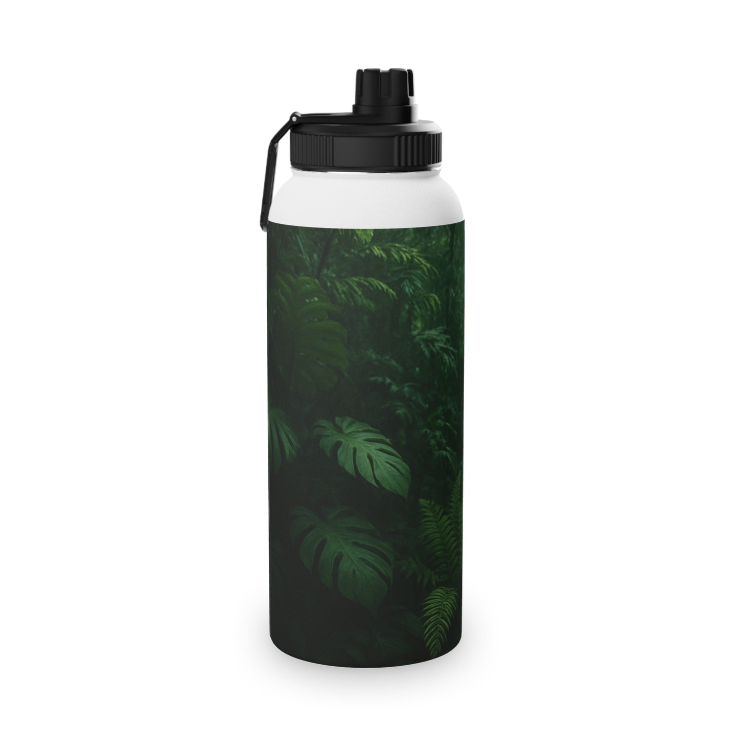 Stainless Steel Water Bottle — Dark Jungle Ferns Sports Lid (Insulated Sports Bottle)