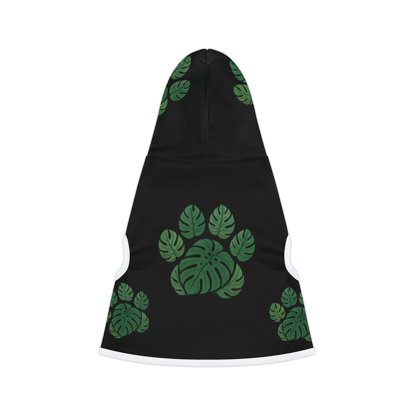 Monstera Paw Print Pet Hoodie — Green Tropical Dog & Cat Hoodie