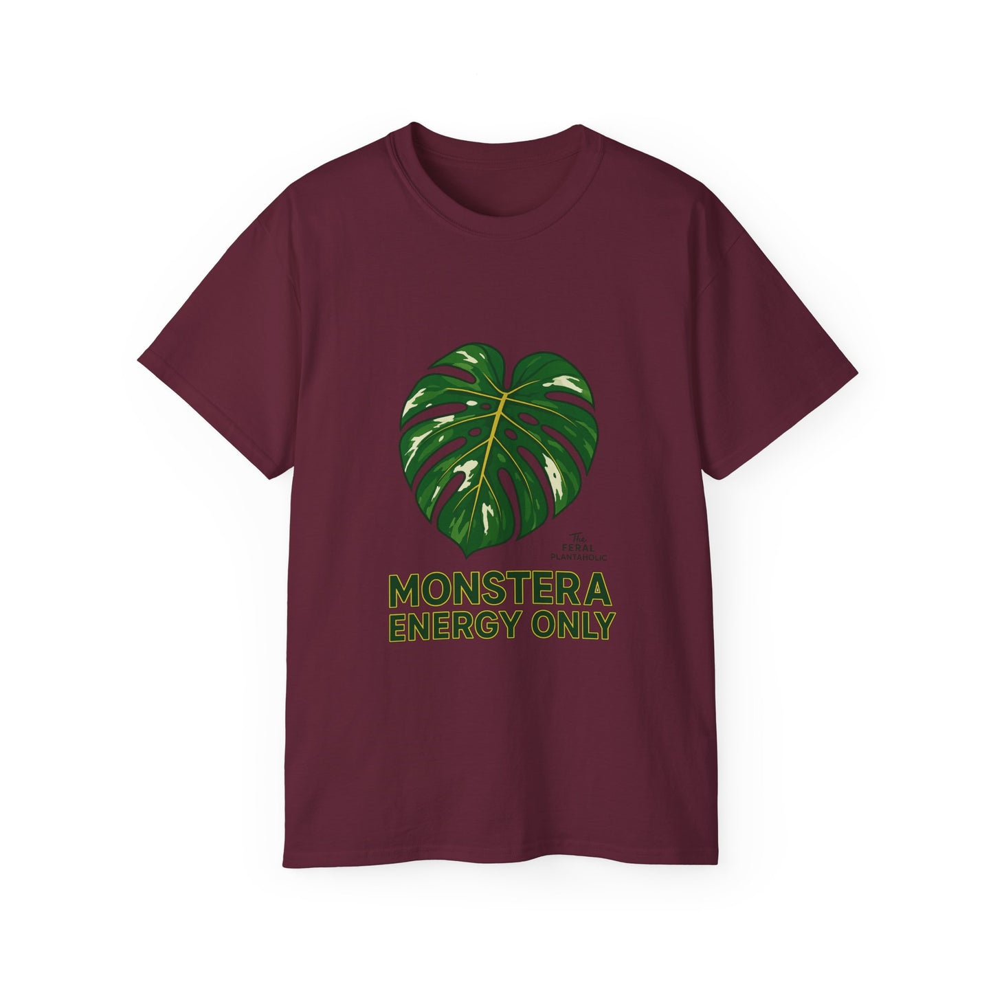 Monstera Energy Only Unisex Cotton Tee, Tropical Plant Tee, Nature Lover Shirt, Casual Summer Top, Eco-Friendly Gift, Botanical Graphic Tee