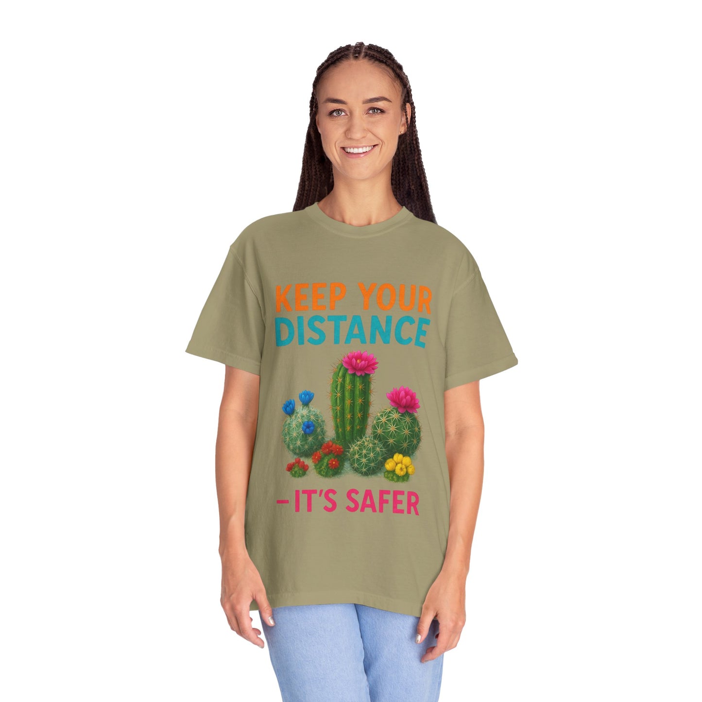 Keep Your Distance Cactus T-Shirt — "It's Safer" Humorous Social Distancing Tee