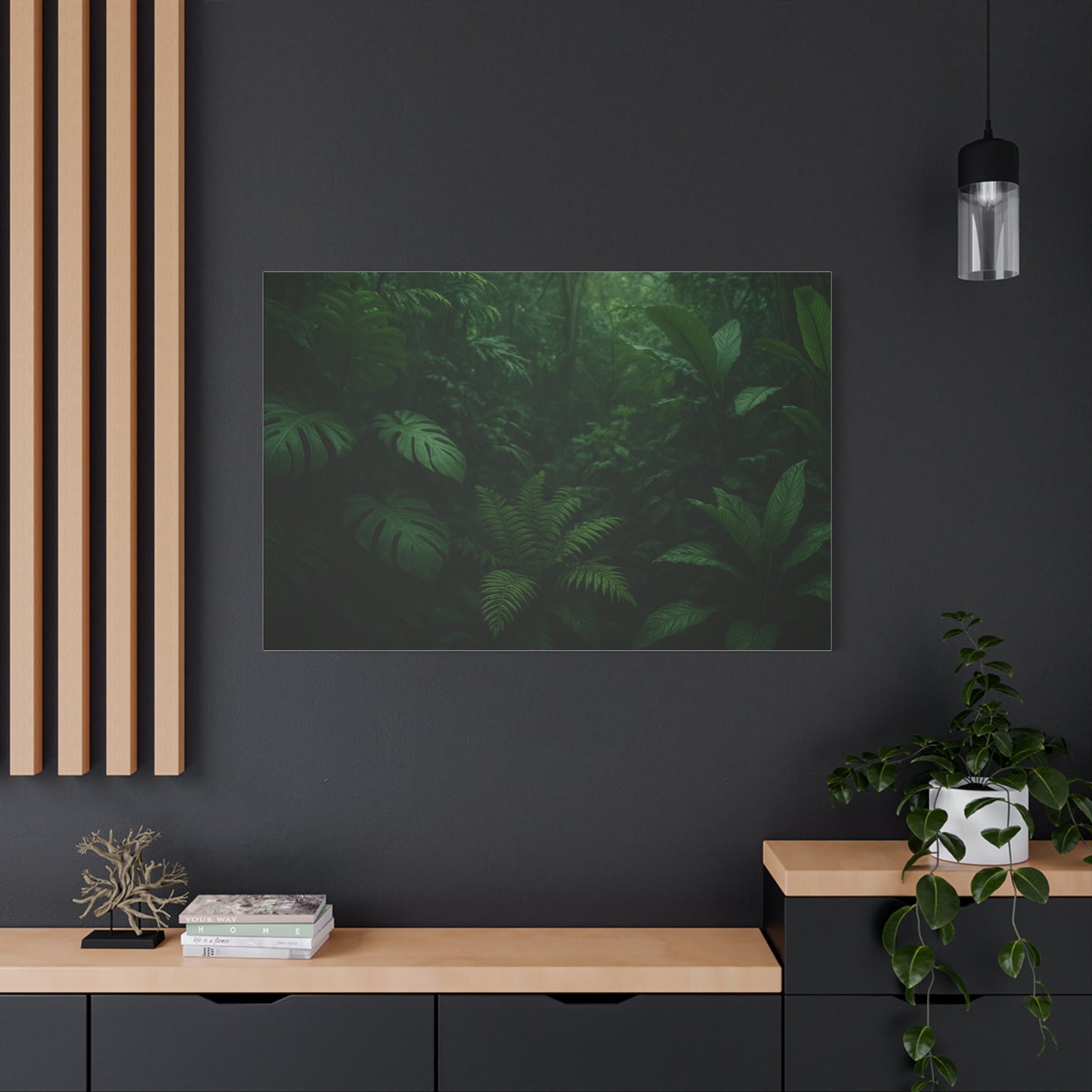 Jungle Matte Canvas Wall Art — Lush Green Tropical Forest Print (Stretched 1.25")
