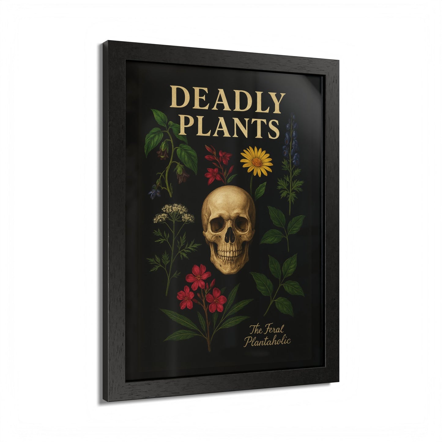 Deadly Plants Botanical Skull Framed Poster — Vintage Poisonous Plant Art