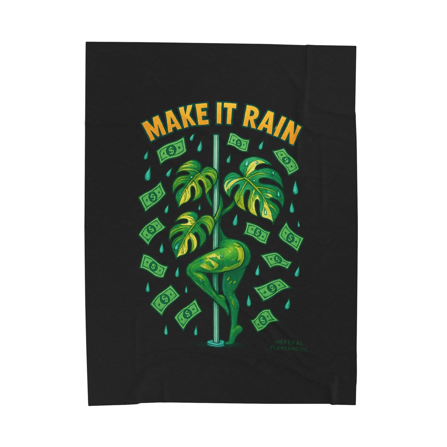 Make It Rain Velveteen Plush Blanket, Cozy Throw for Home Decor, Gift for Dancing Lovers, Funny Gift for Seasons, Tropical Blanket