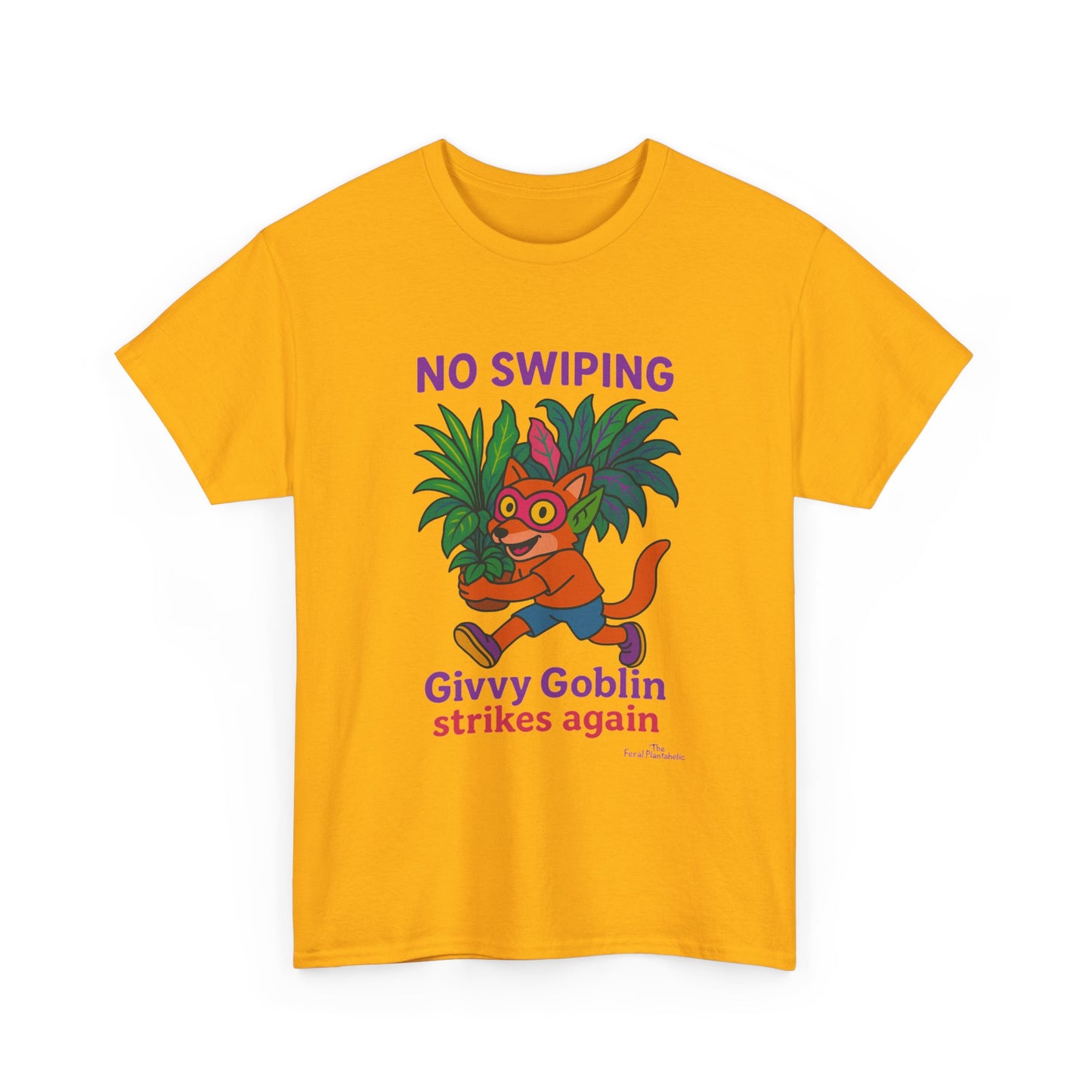 Givvy Goblin Unisex Heavy Cotton Tee - Fun Cartoon Shirt for Casual Wear, Gifts, Parties, and Holidays