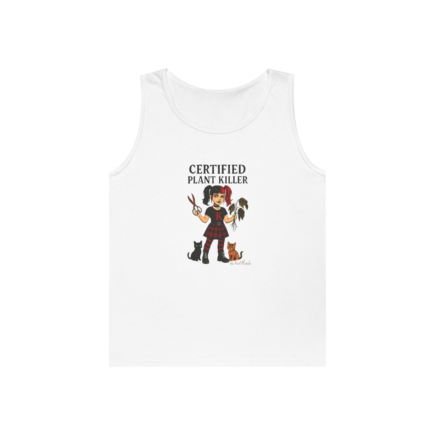 Certified Plant Killer Unisex Heavy Cotton Tank Top, Plant Lover Gift, Gardening Humor Apparel, Casual Summer Wear, Funny Gift for Friends