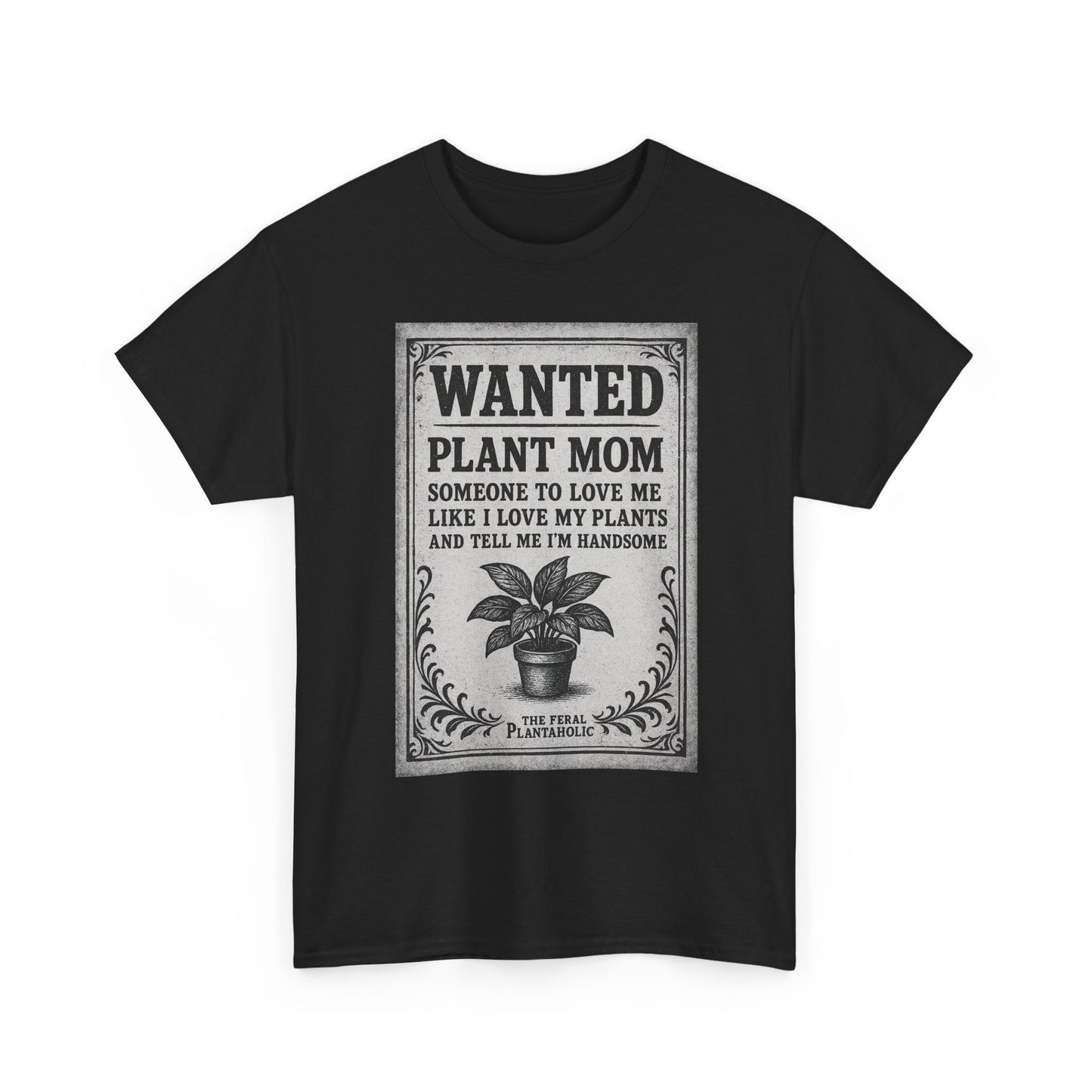 Wanted Plant Mom Unisex Heavy Cotton Tee, Plant Lover Gift, Gardening Shirt, Botanical Humor Tee, Houseplant Mom Apparel