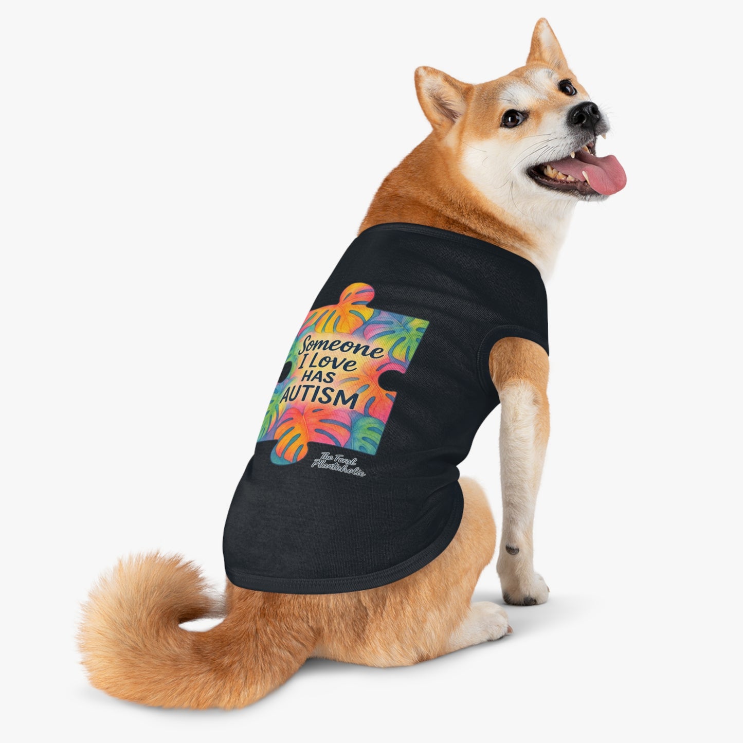 Pet Tank Top — "Someone I Love Has Autism" Puzzle Piece Awareness Dog Shirt