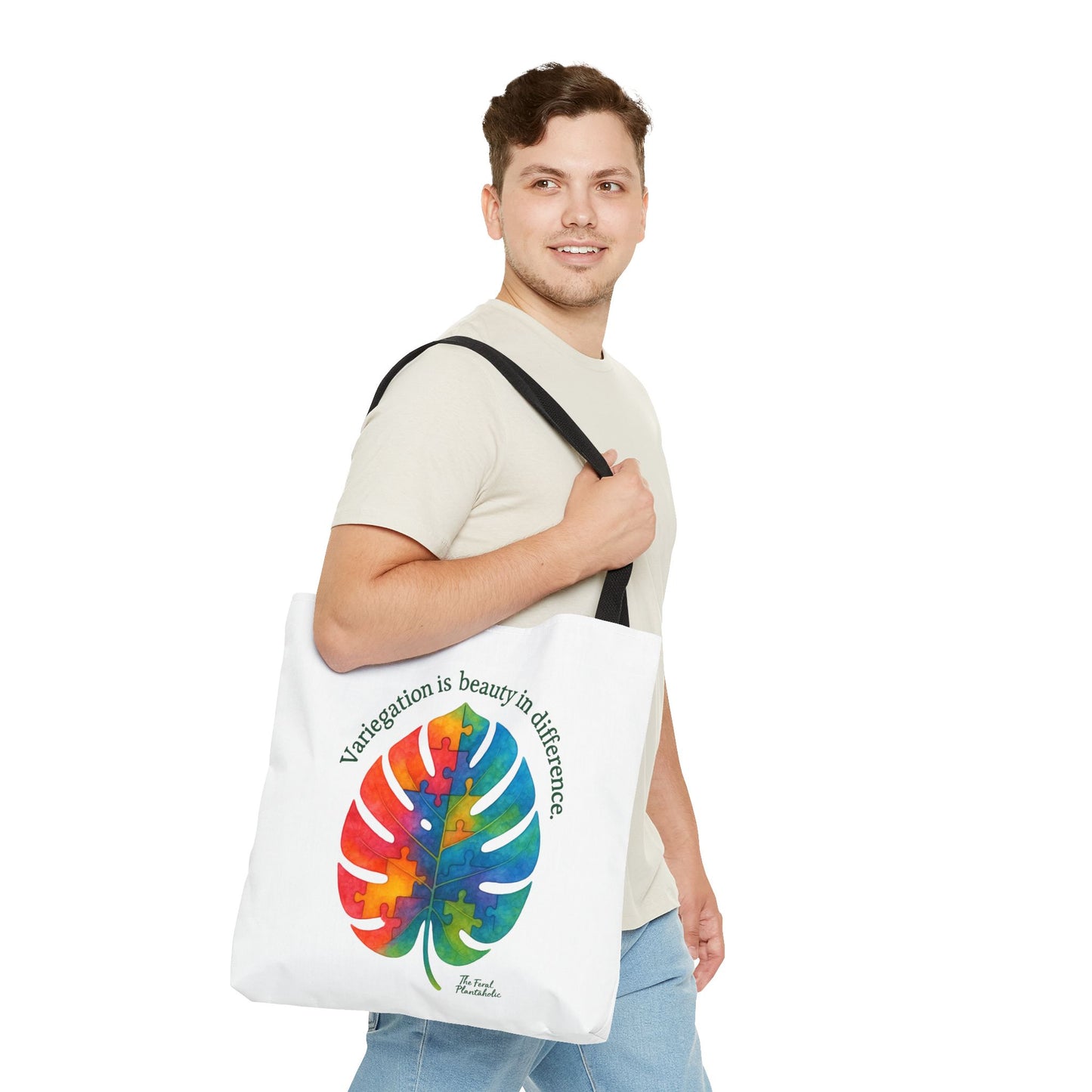 Colorful Monstera Leaf Tote Bag, Eco-Friendly Shopping Bag, Puzzle Aesthetic Purse, Nature Lover Gift, Art Tote for Every Occasion