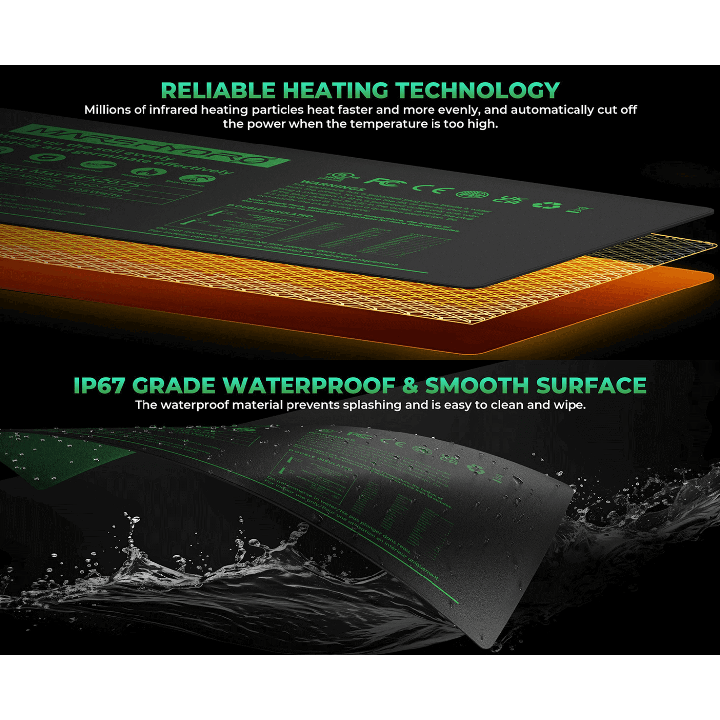 Mars Hydro 10'' x 20.75'' Seedling Heat Mat and Digital Thermostat Combo