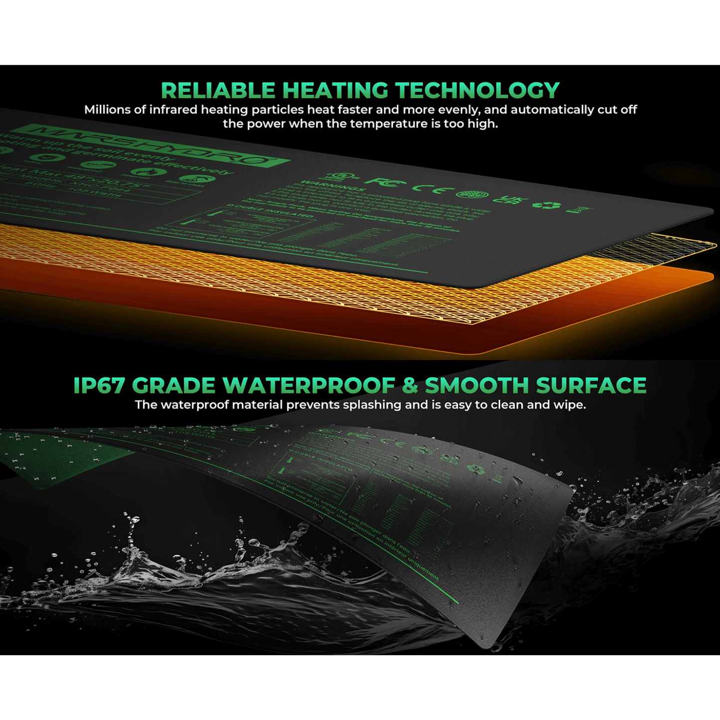 Mars Hydro 10'' x 20.75'' Seedling Heat Mat and Digital Thermostat Combo