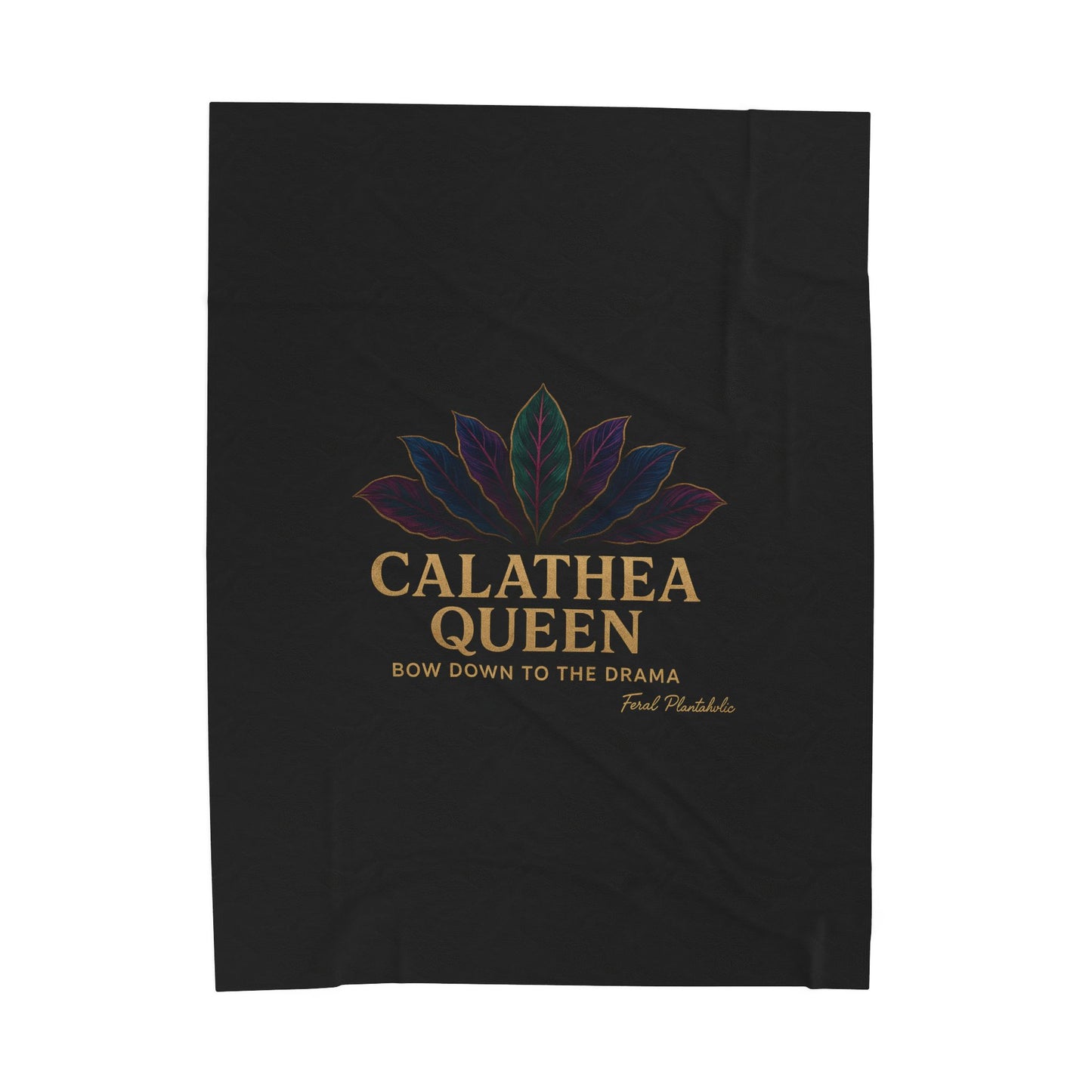 Calathea Queen Velveteen Plush Blanket, Cozy Home Decor, Plant Lover Gift, Soft Throw Blanket, Dramatic Nature Inspired Decor