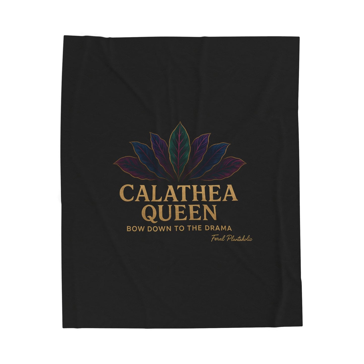Calathea Queen Velveteen Plush Blanket, Cozy Home Decor, Plant Lover Gift, Soft Throw Blanket, Dramatic Nature Inspired Decor