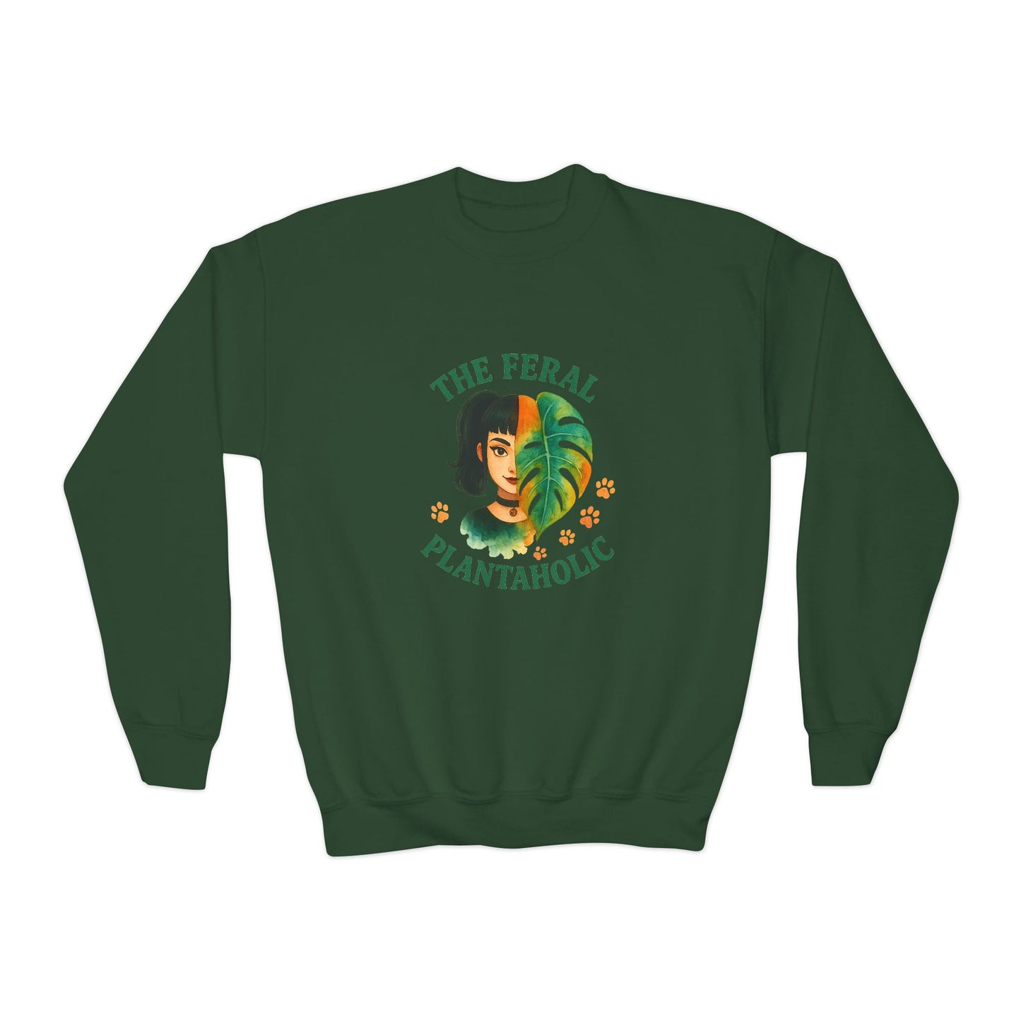 Youth Crewneck Sweatshirt - The Feral Plantaholic, Trendy Gift
