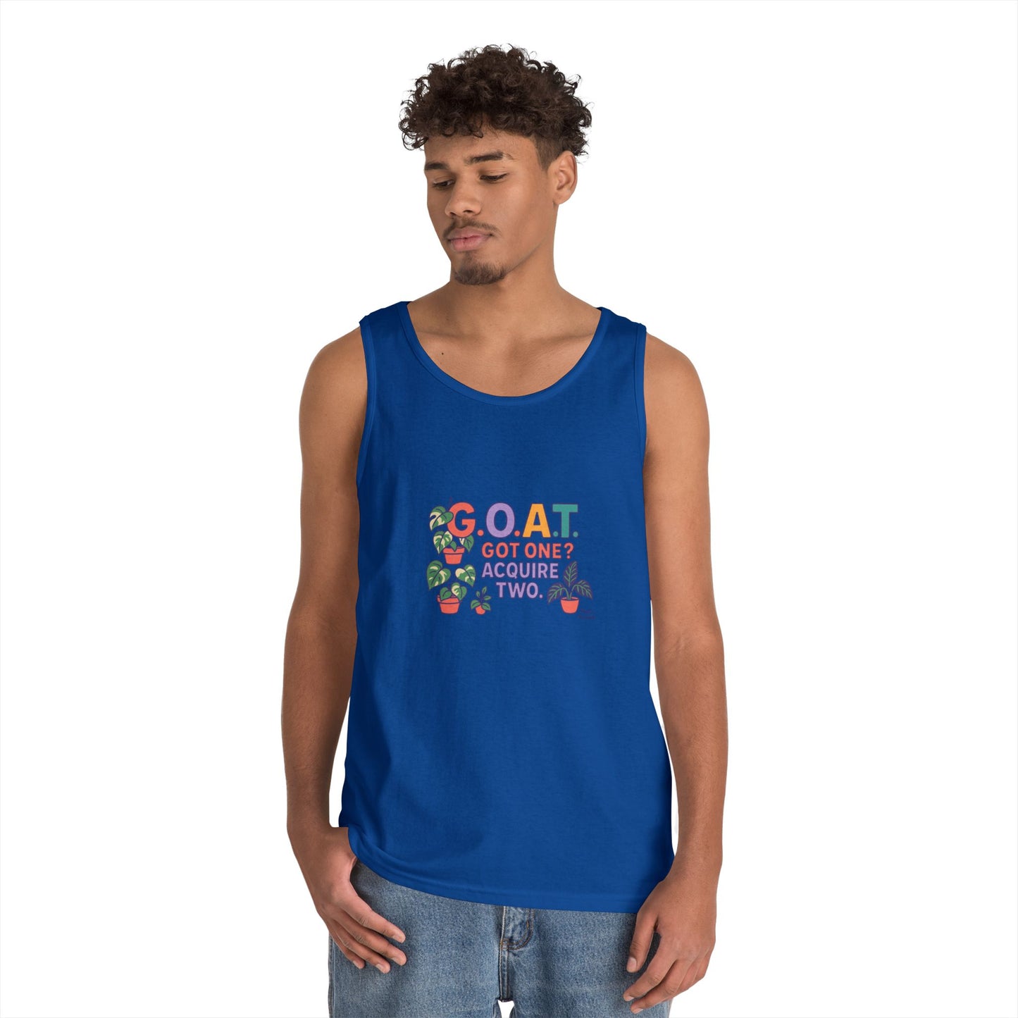 GOAT Tank Top - Unisex Heavy Cotton, Fun Graphic, Perfect for Summer, Casual Wear, Gift for Plant Lovers, St. Patrick's Day, Housewarming