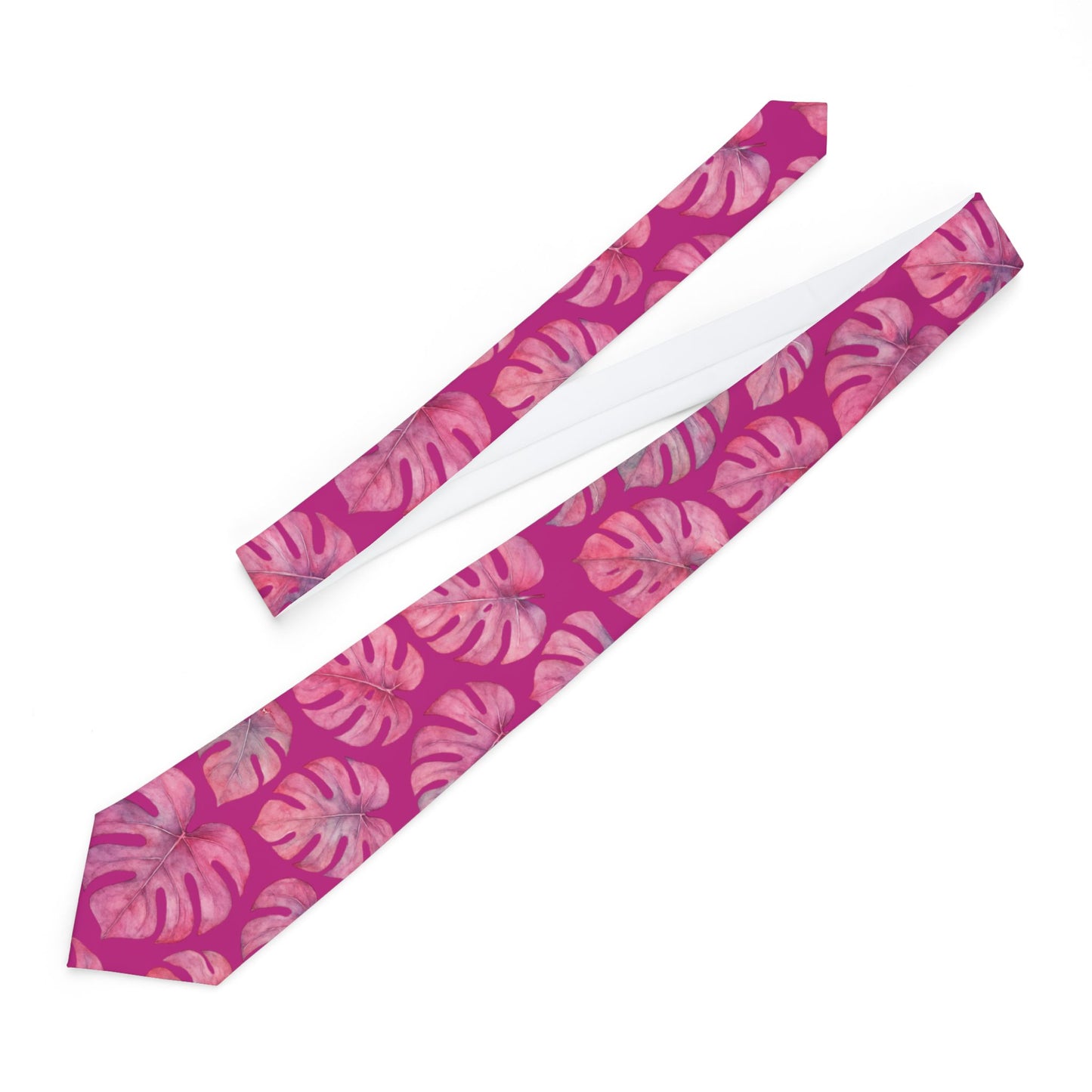 Tropical Monstera Necktie - Stylish Accessory pink