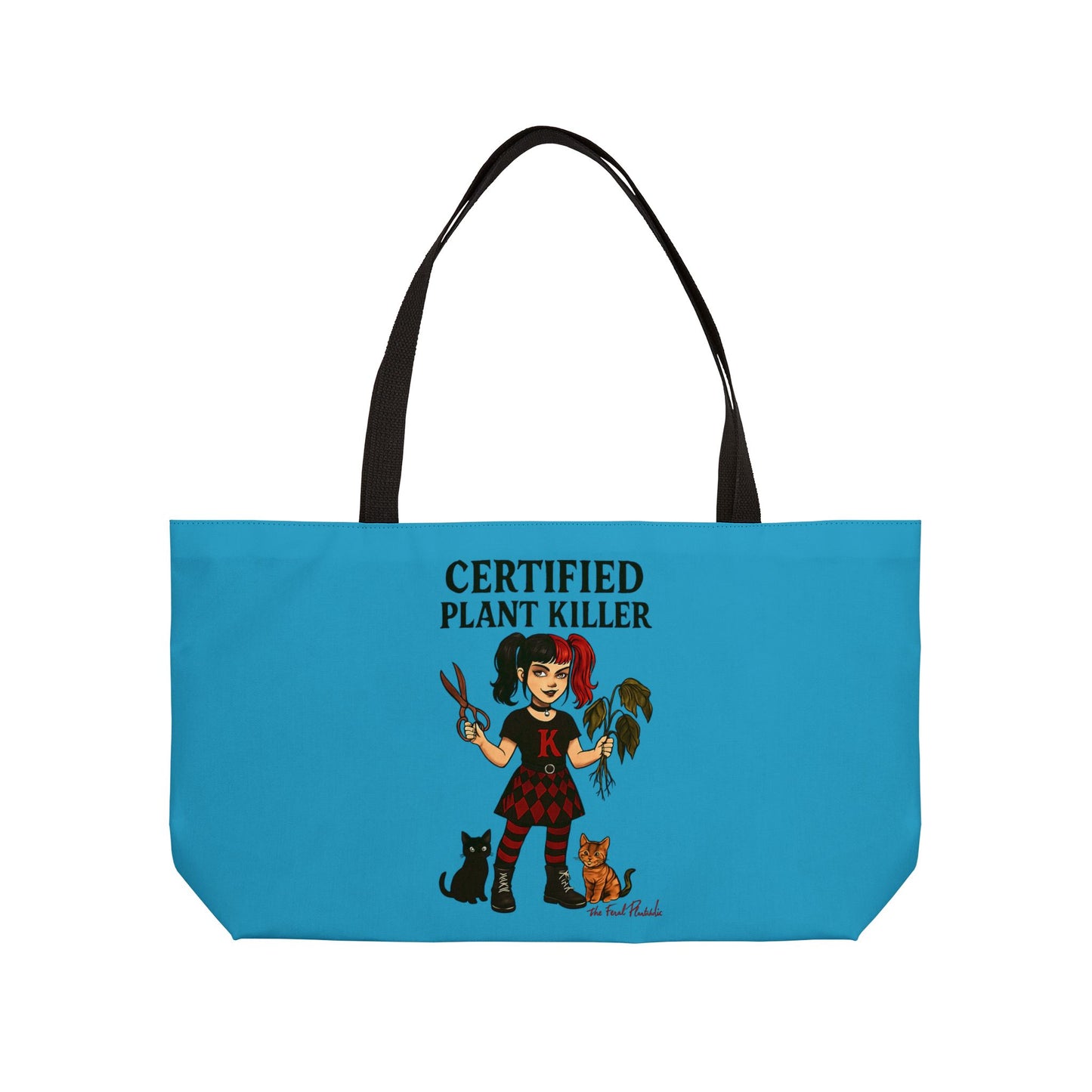 Certified Plant Killer Weekender Tote Bag, Eco-Friendly Bag, Gardening Gift, Cat Lover Tote, Plant Mom Accessory, Funny Gift for Her