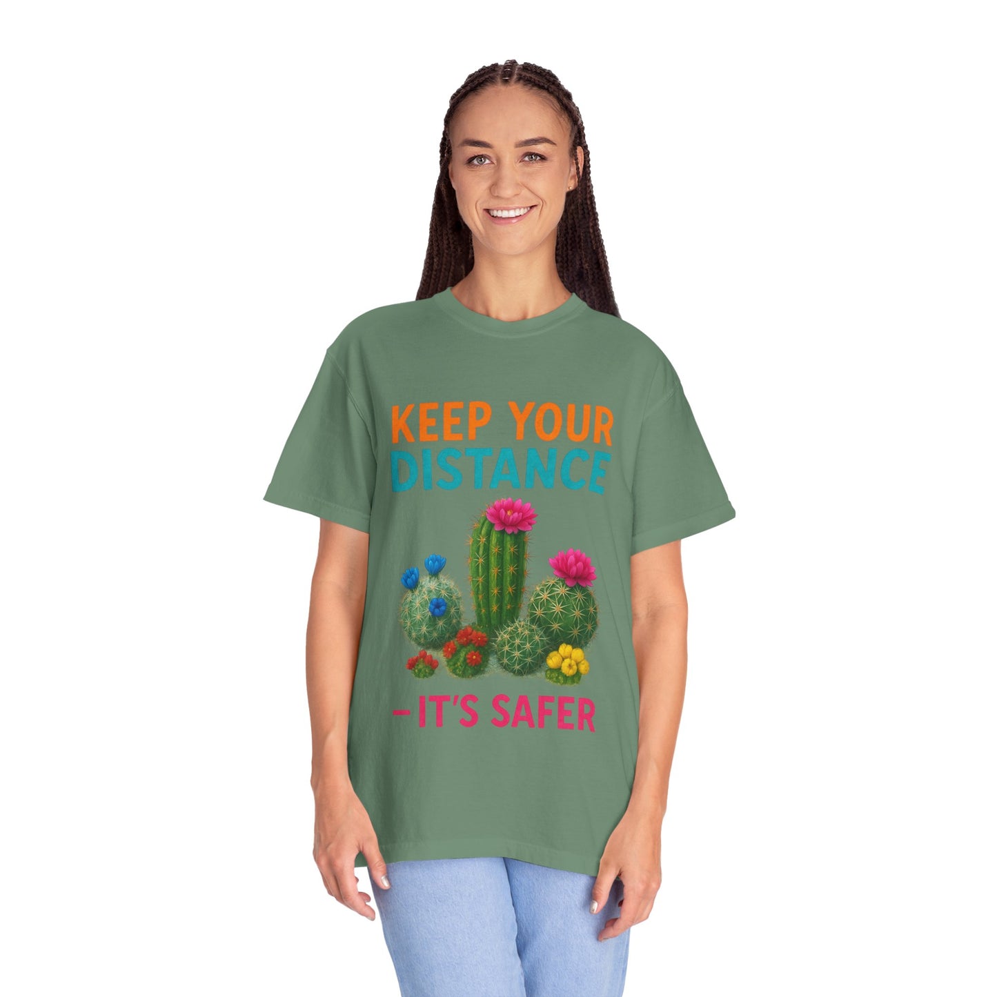 Keep Your Distance Cactus T-Shirt — "It's Safer" Humorous Social Distancing Tee