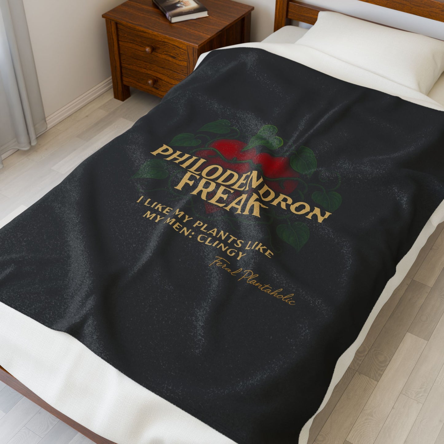 Philodendron Freak Plush Blanket, Cozy Blanket for Plant Lovers, Gift for Gardeners, Home Decor, Funny Plant Lover Gift