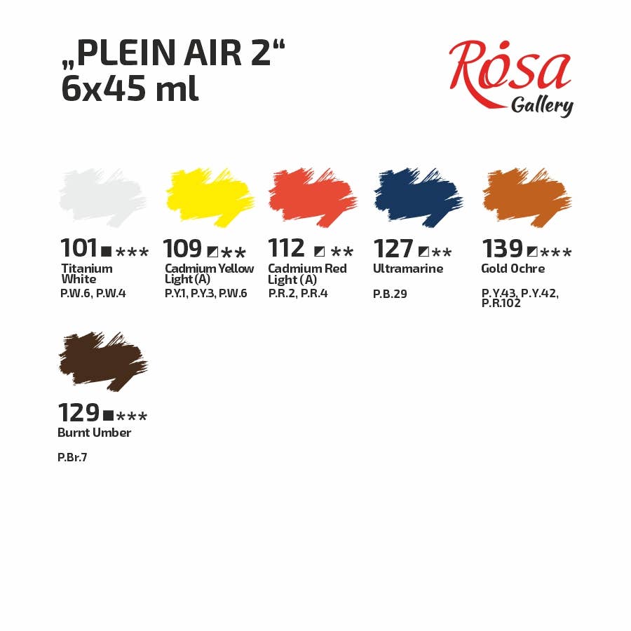 Oil colours set  "Plein Air 2", 6*45ml/1.5oz, ROSA Gallery