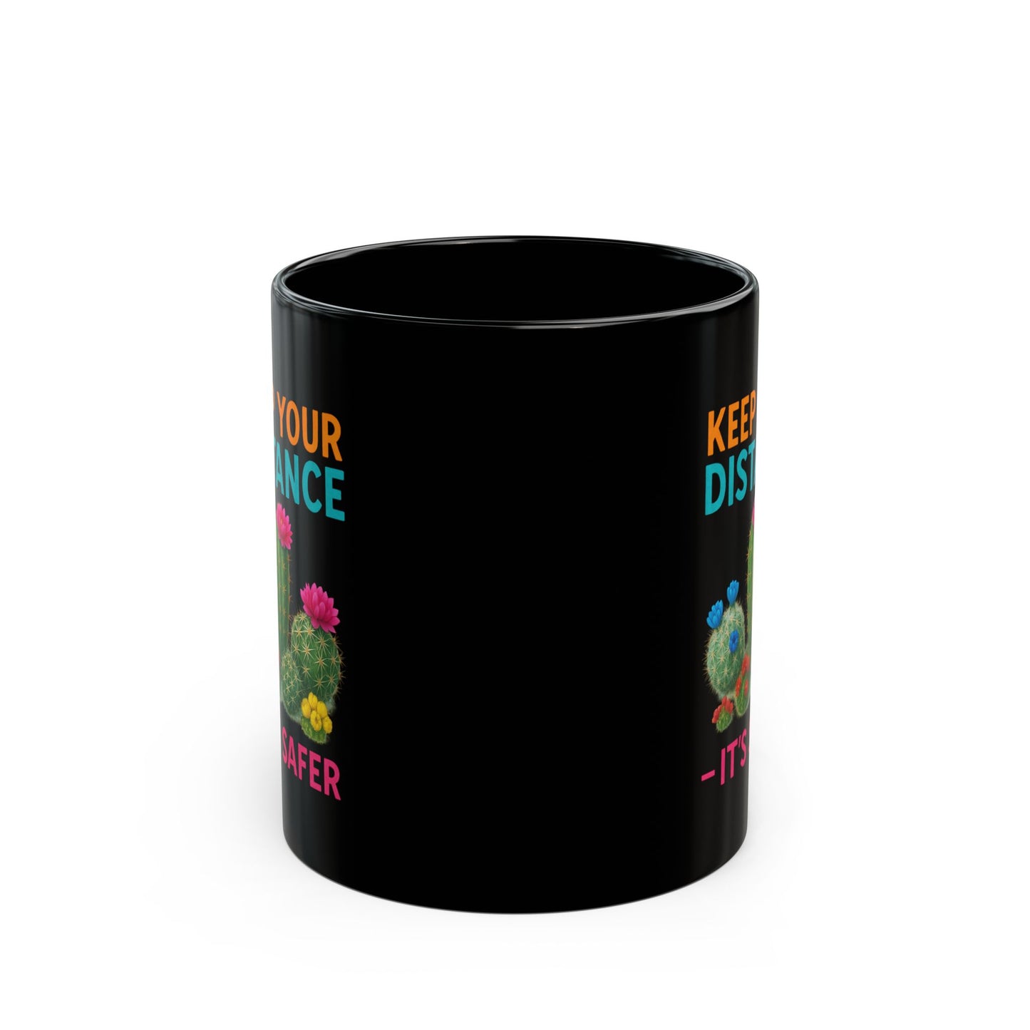 Keep Your Distance Cactus Mug — Funny COVID Social Distancing Black Coffee Cup